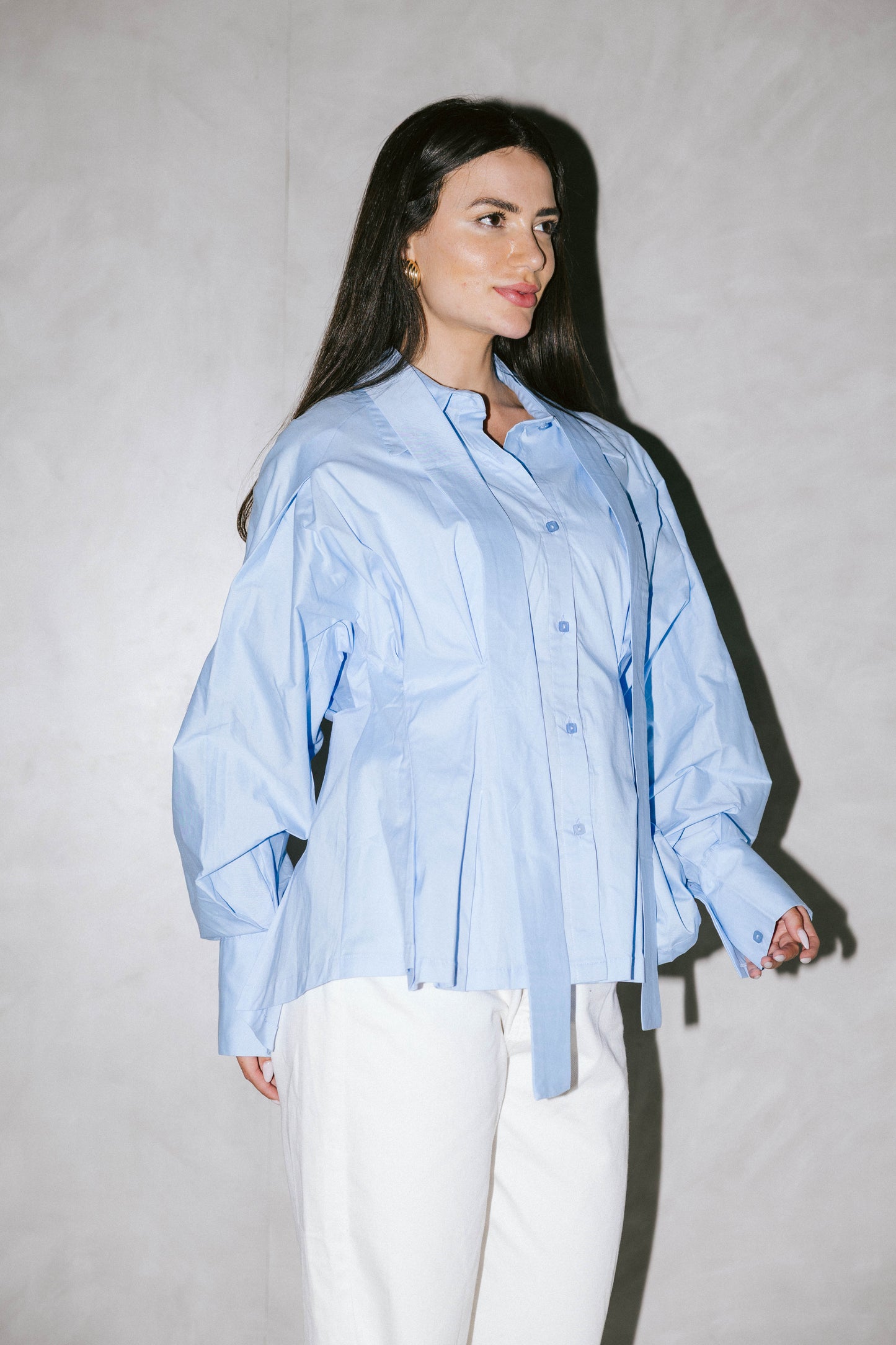Waistline poplin shirt