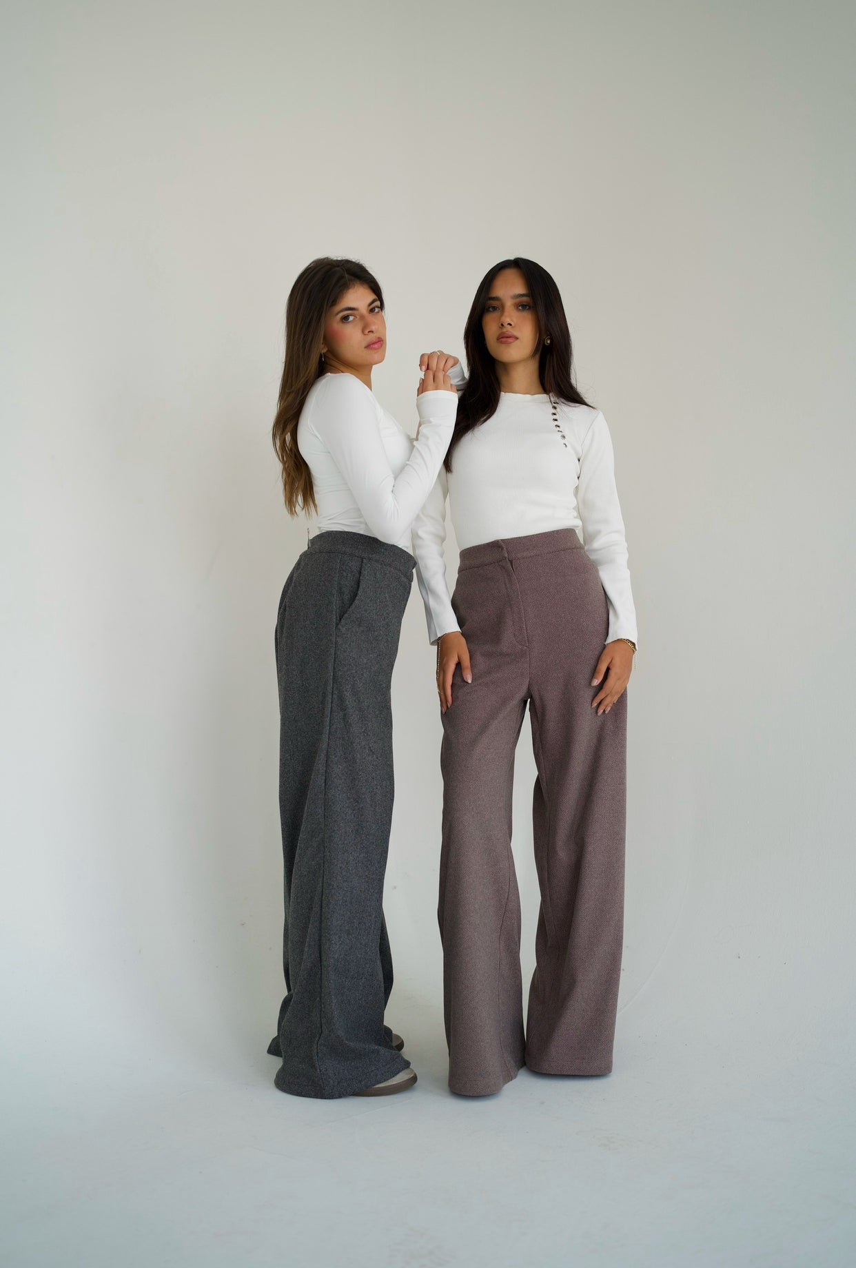 Wool straight pants