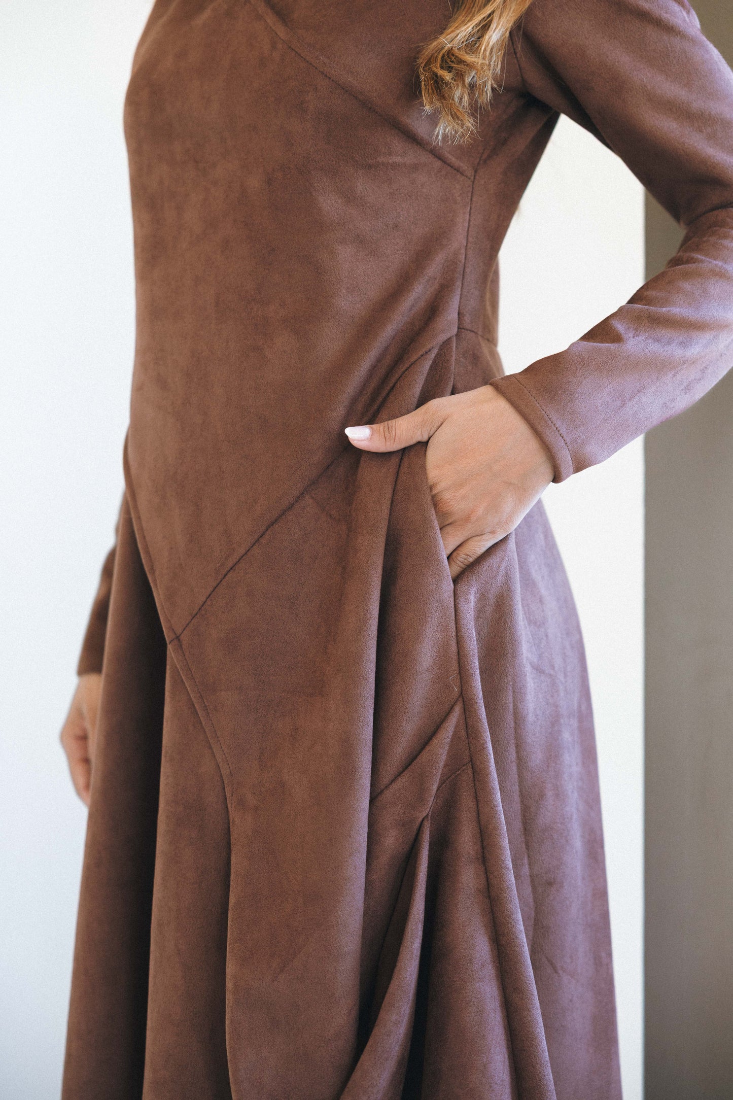 ASYMMETRICAL DRESS - BROWN