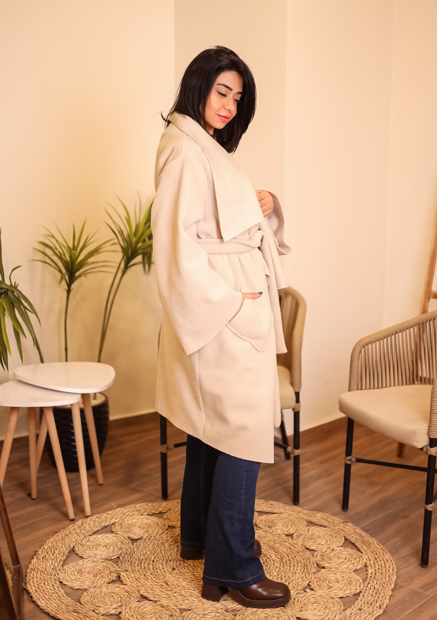 THE VELA WRAP COAT - BEIGE