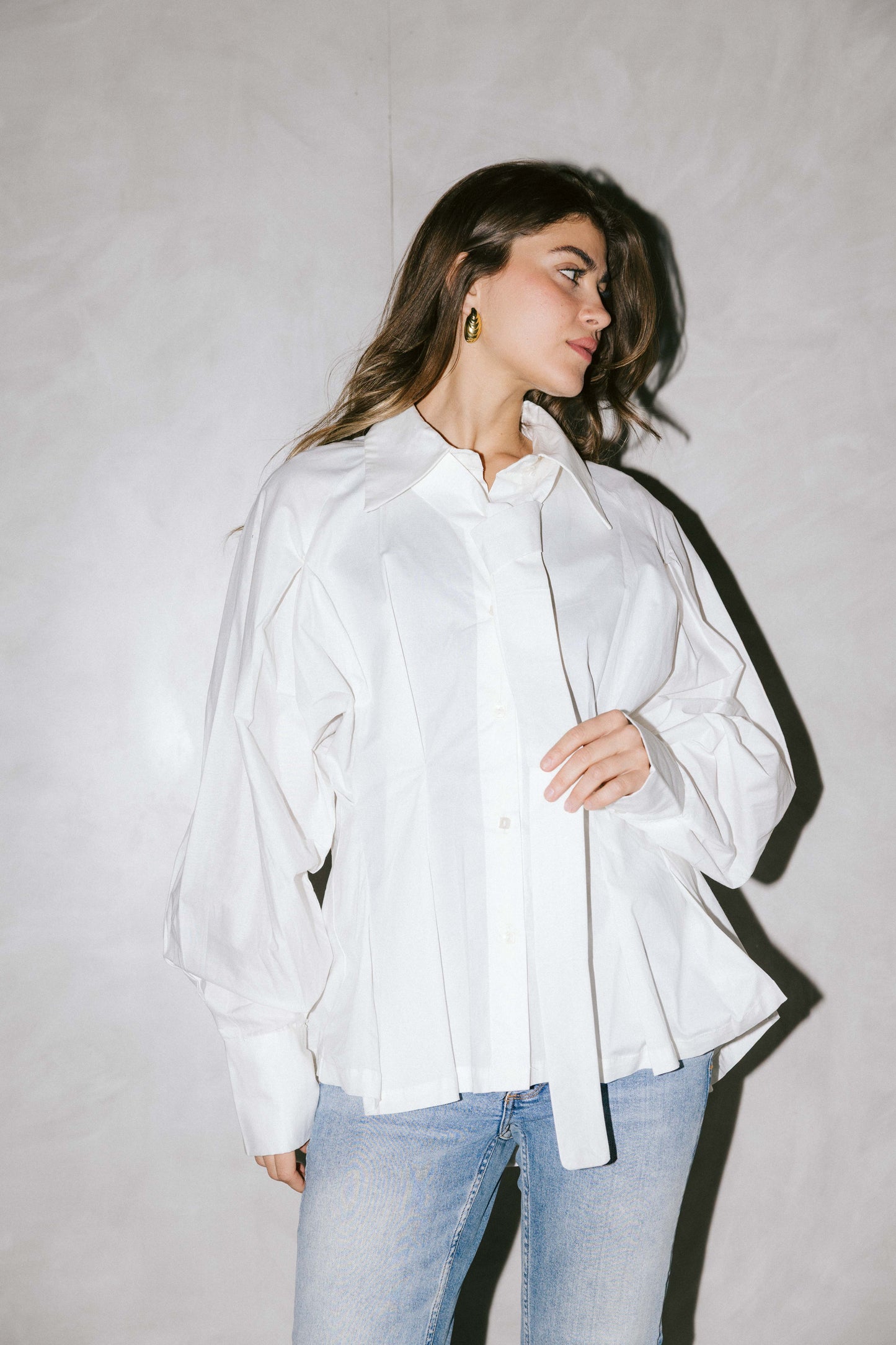 Waistline poplin shirt
