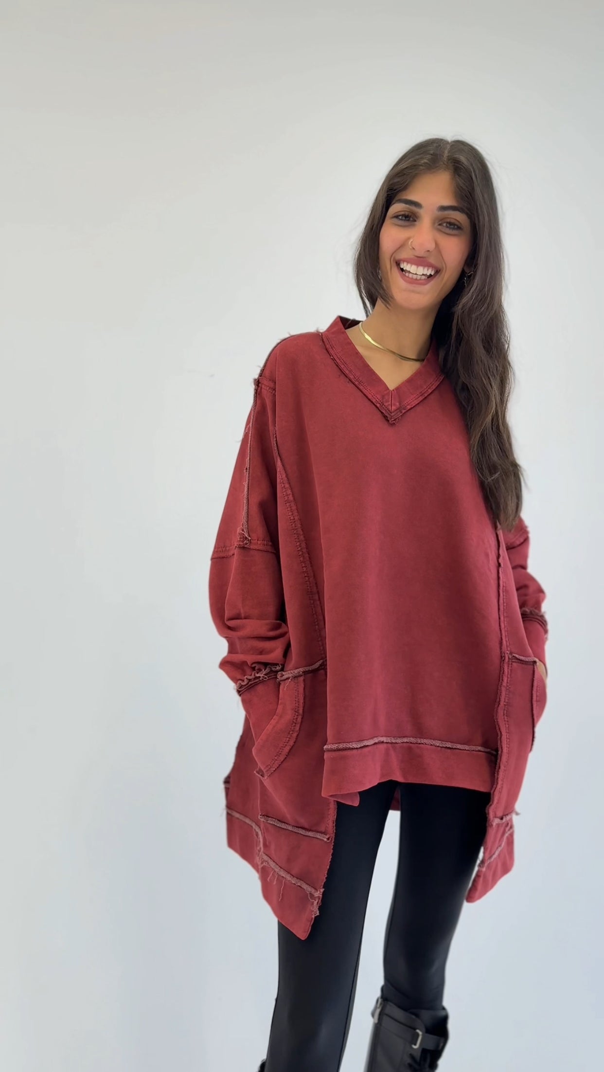 Washed sweatshirt - burgundy