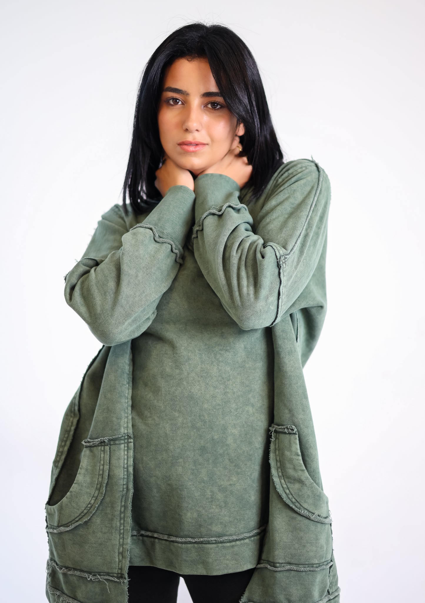 Washed sweatshirt - Olive