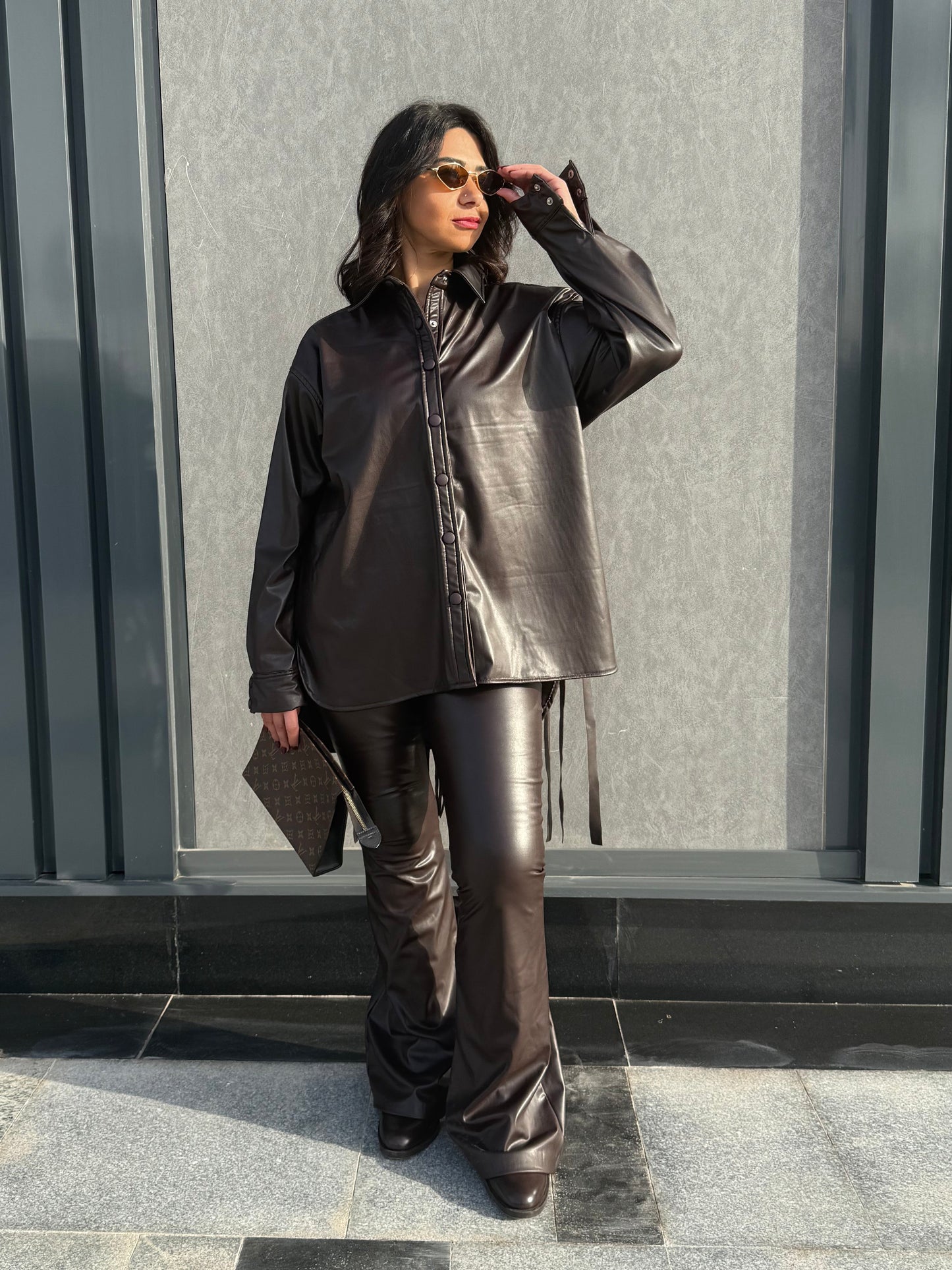 The leather fringes set - BROWN