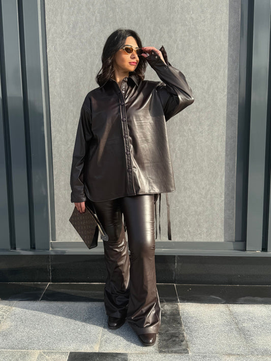 The leather fringes set - BROWN