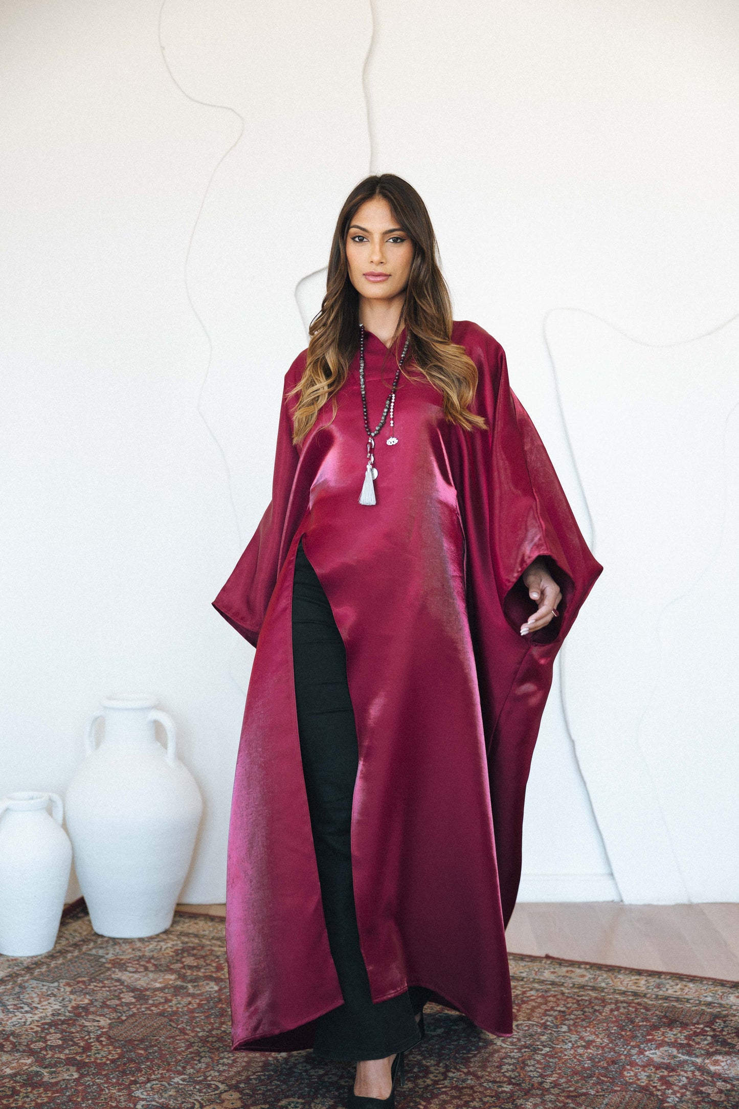 Velour Flow Kaftan - MAROON