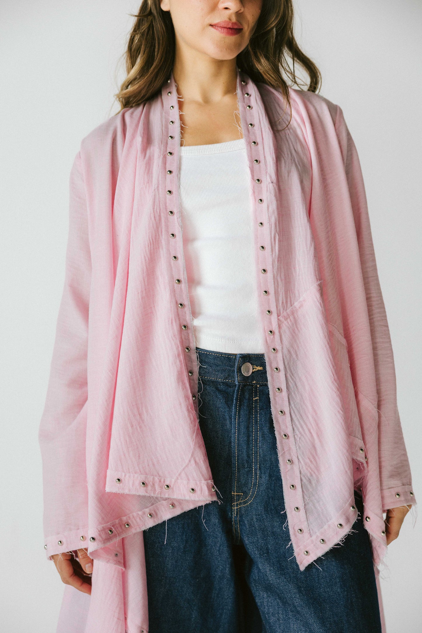 Studded asymmetric cardigan