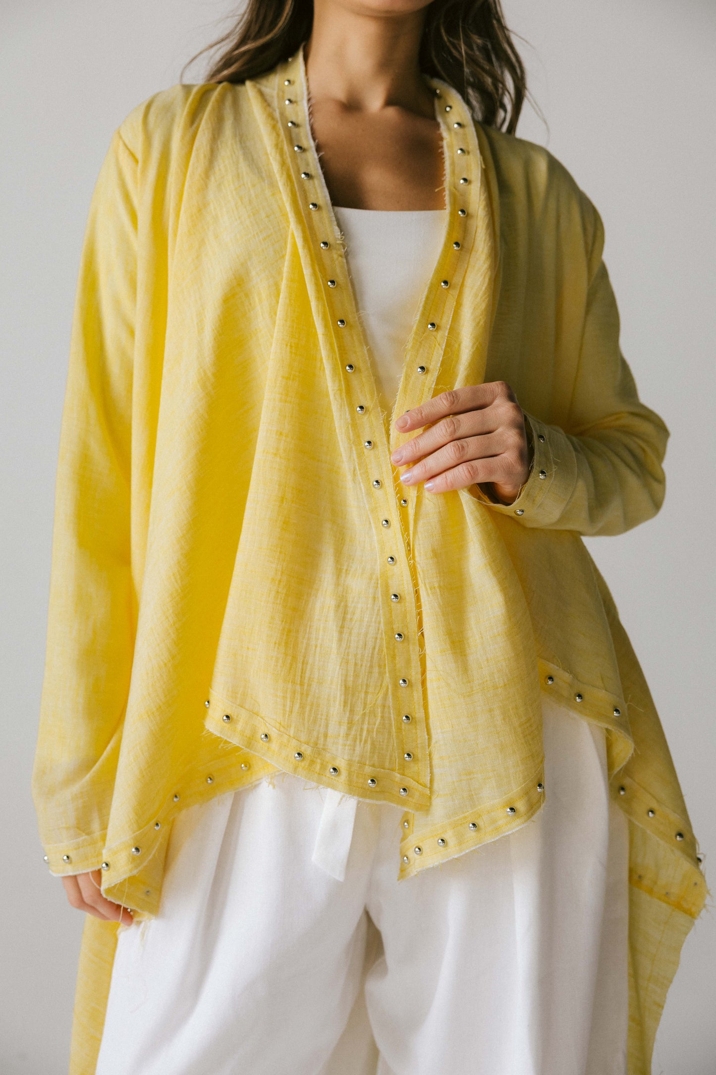 Studded asymmetric cardigan