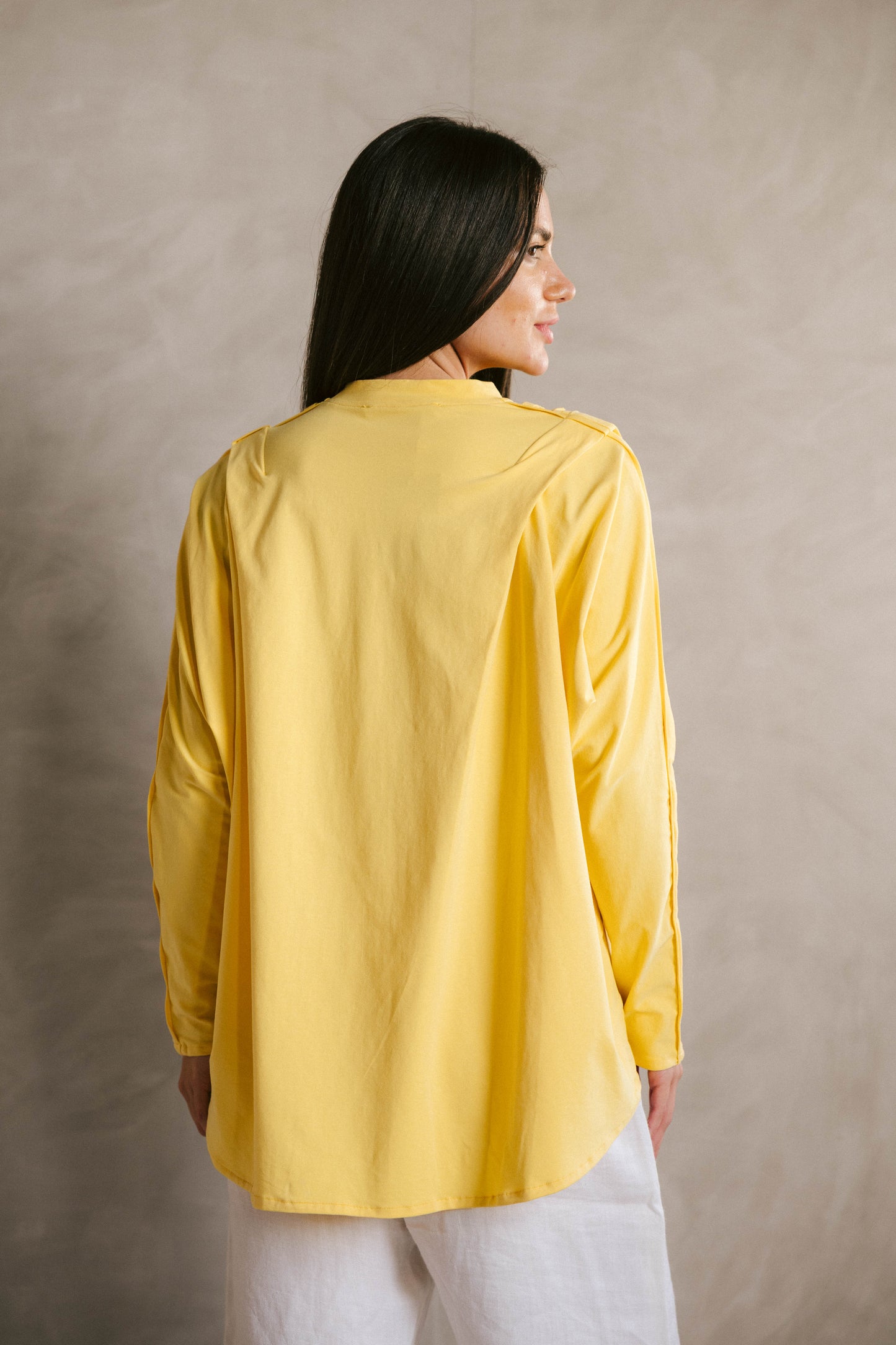 Ruched cotton t-shirt - yellow
