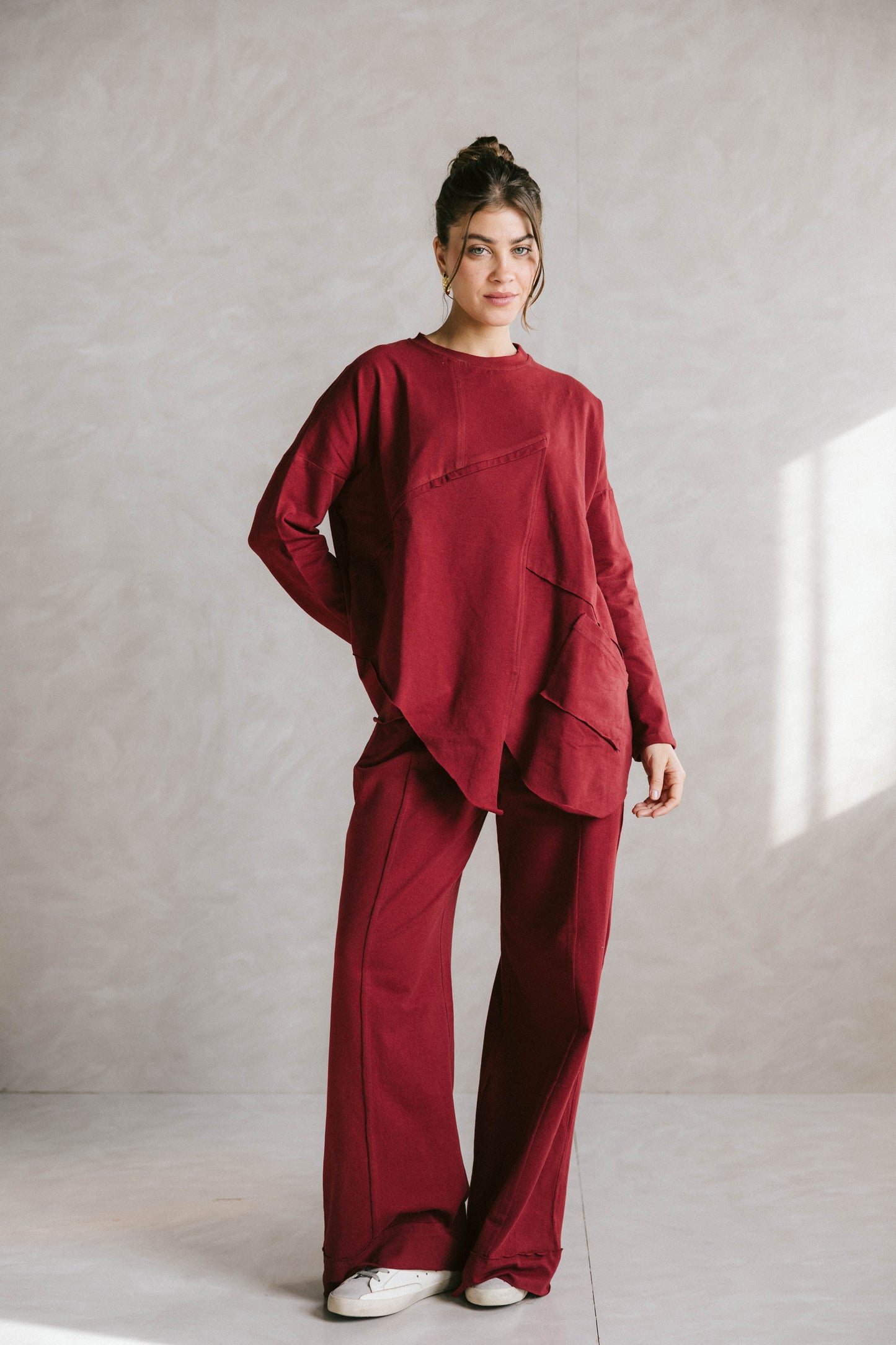 Unfinished cotton set - Maroon