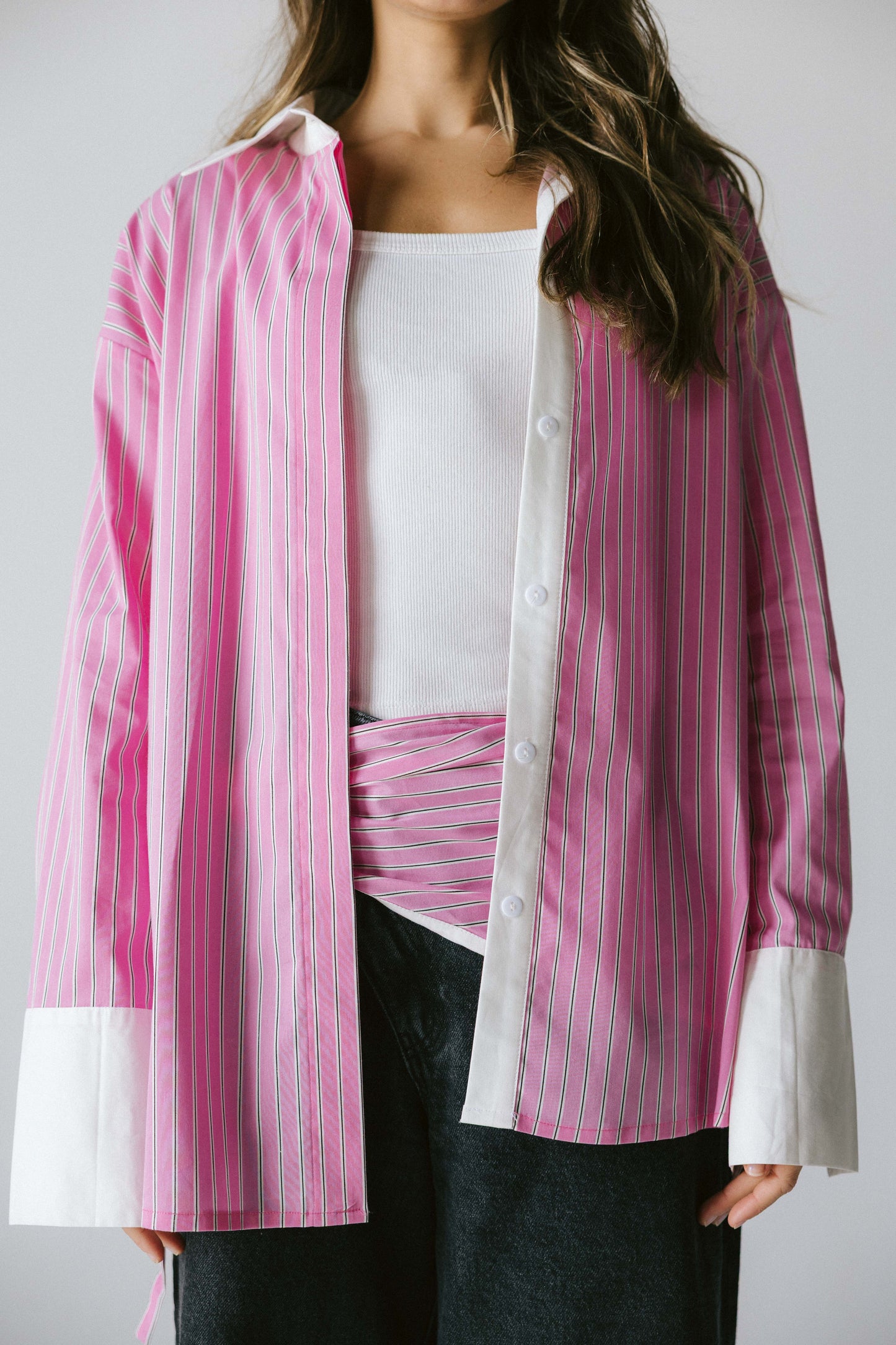 Stripped poplin shirt - pink