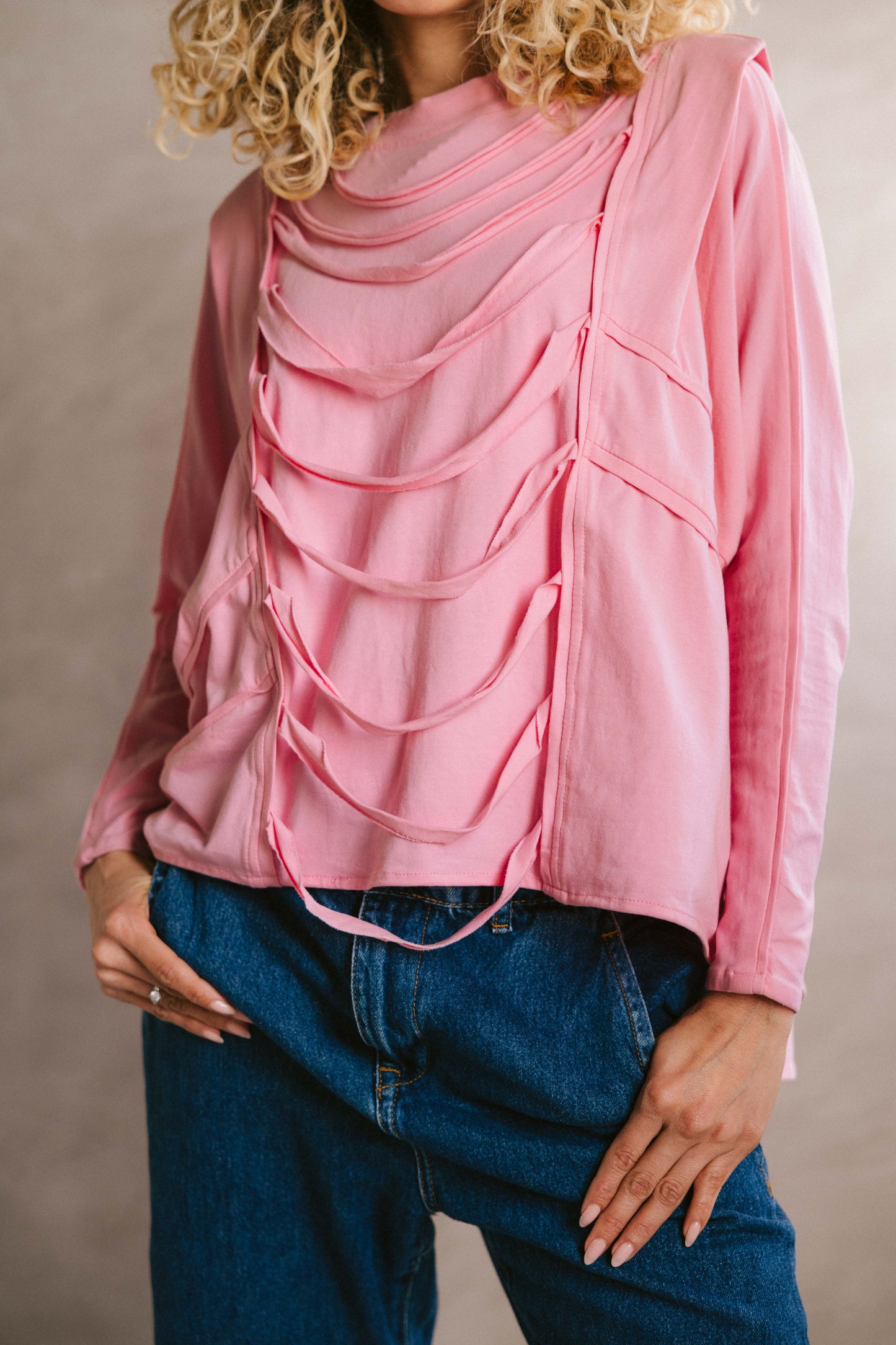 Ruched cotton t-shirt - Pink