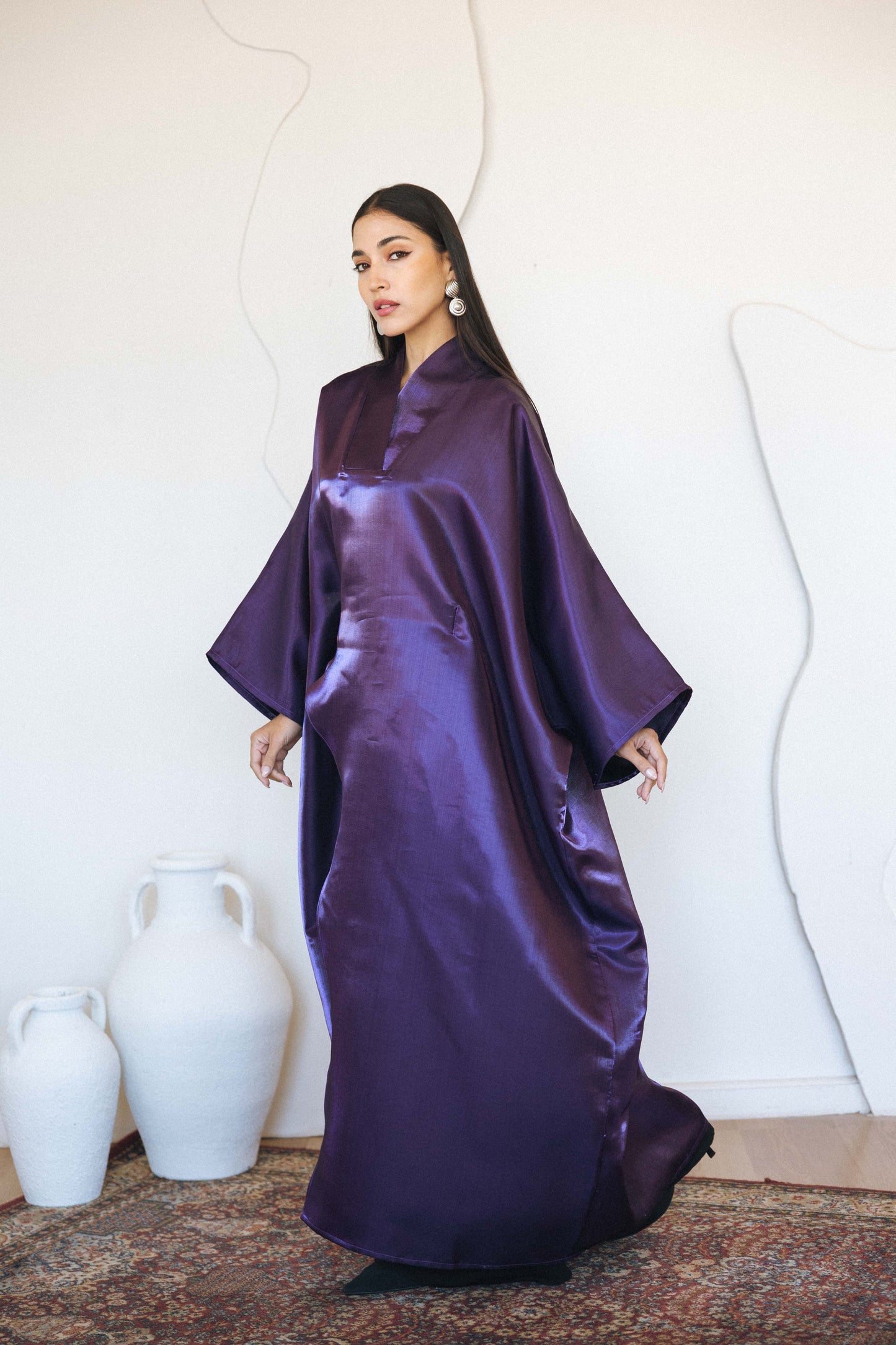 VELOUR FLOW KAFTAN - PURPLE