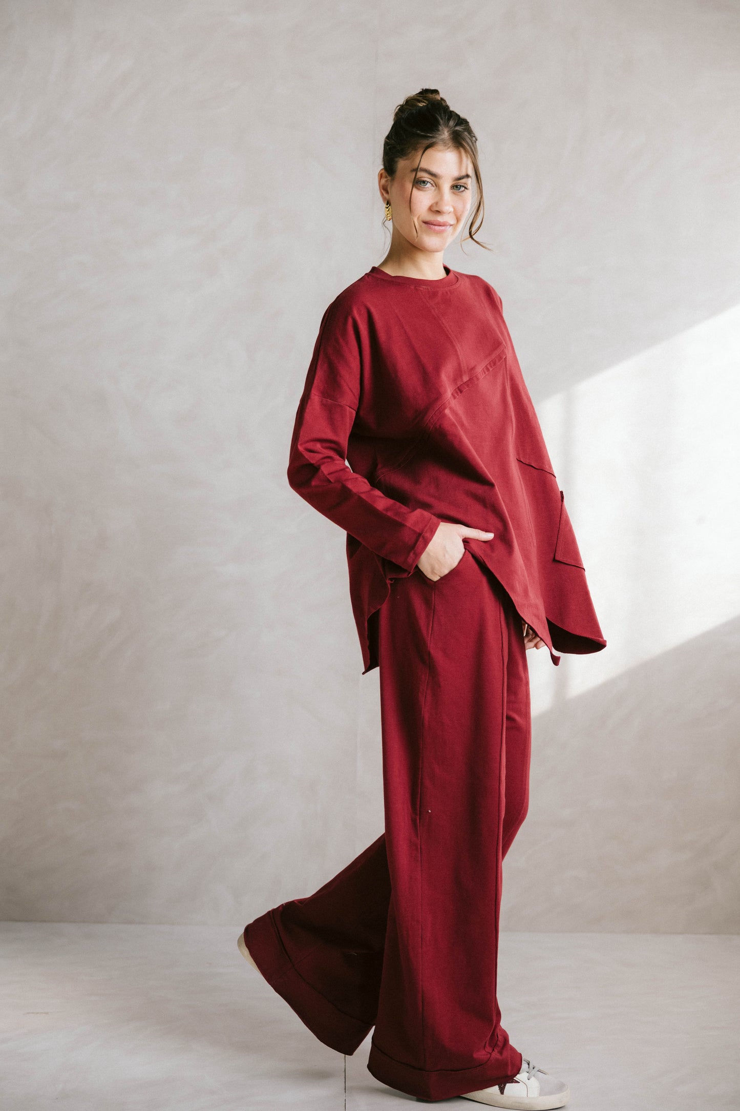 Unfinished cotton set - Maroon