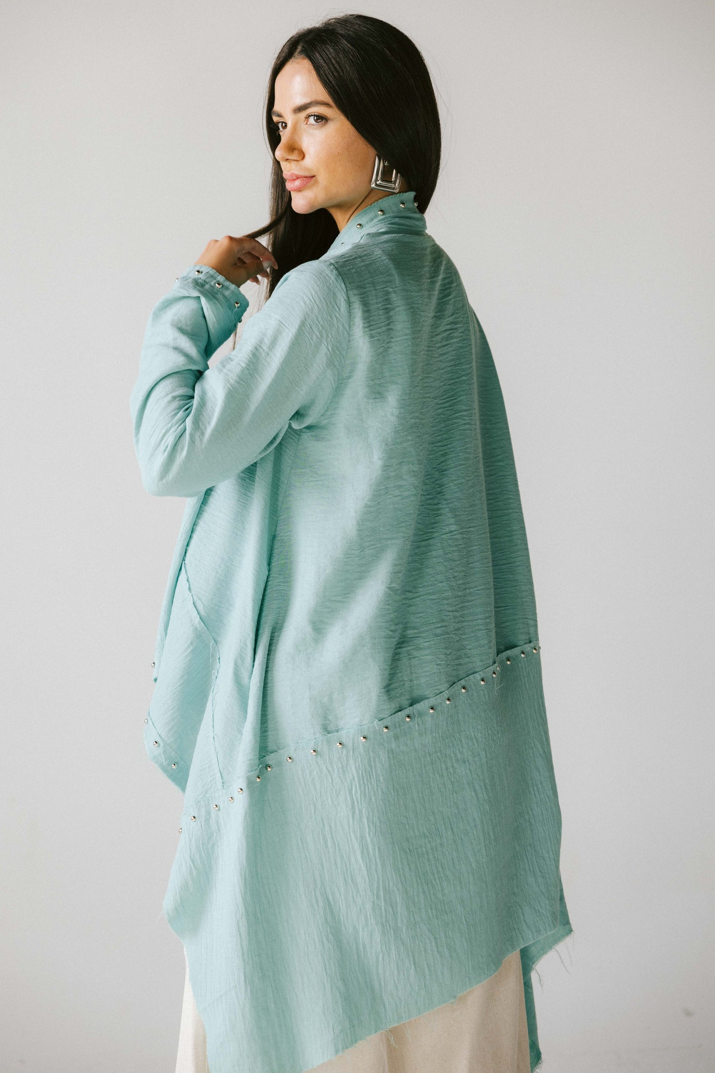 Studded asymmetric cardigan
