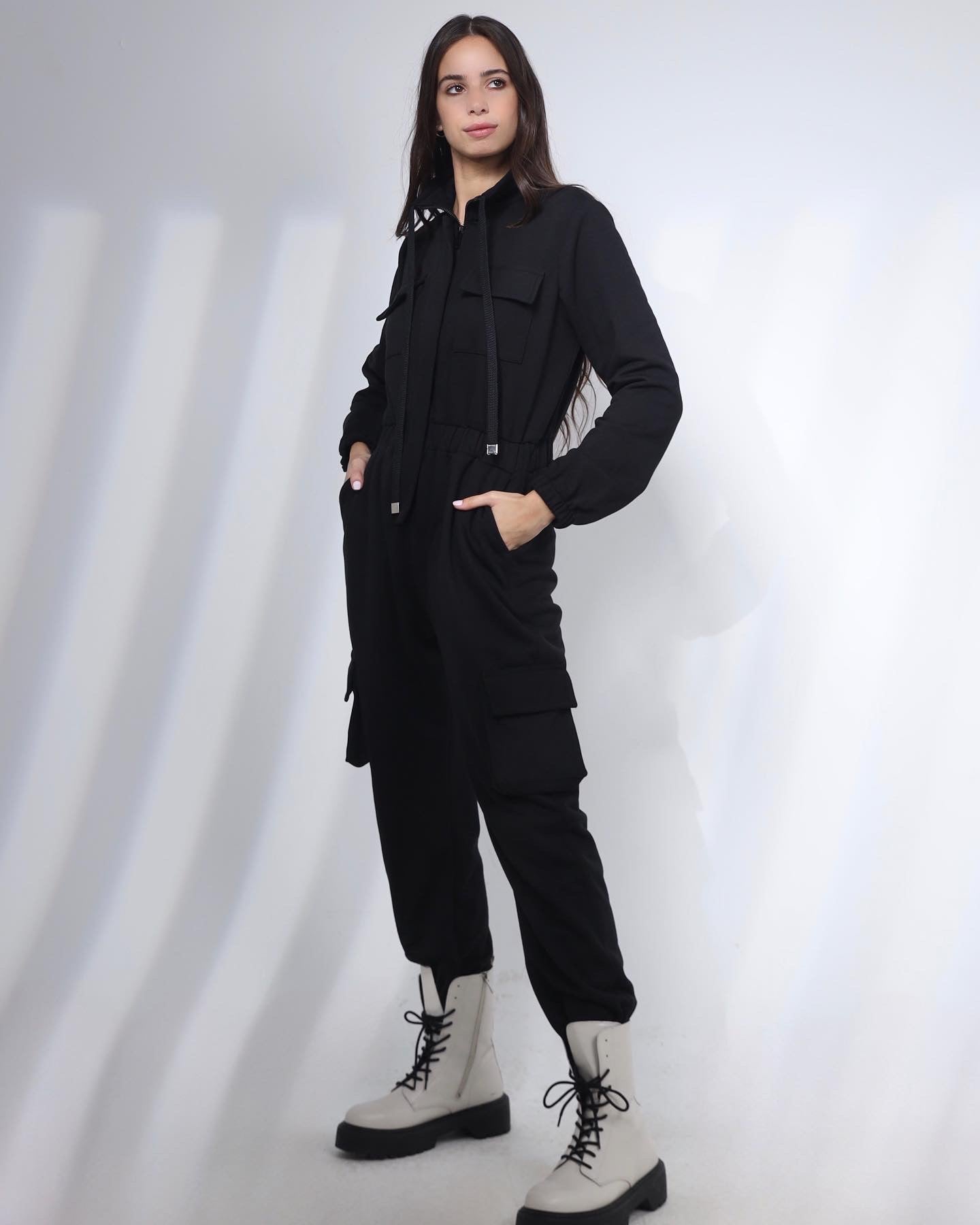 Cotton cargo jumpsuit