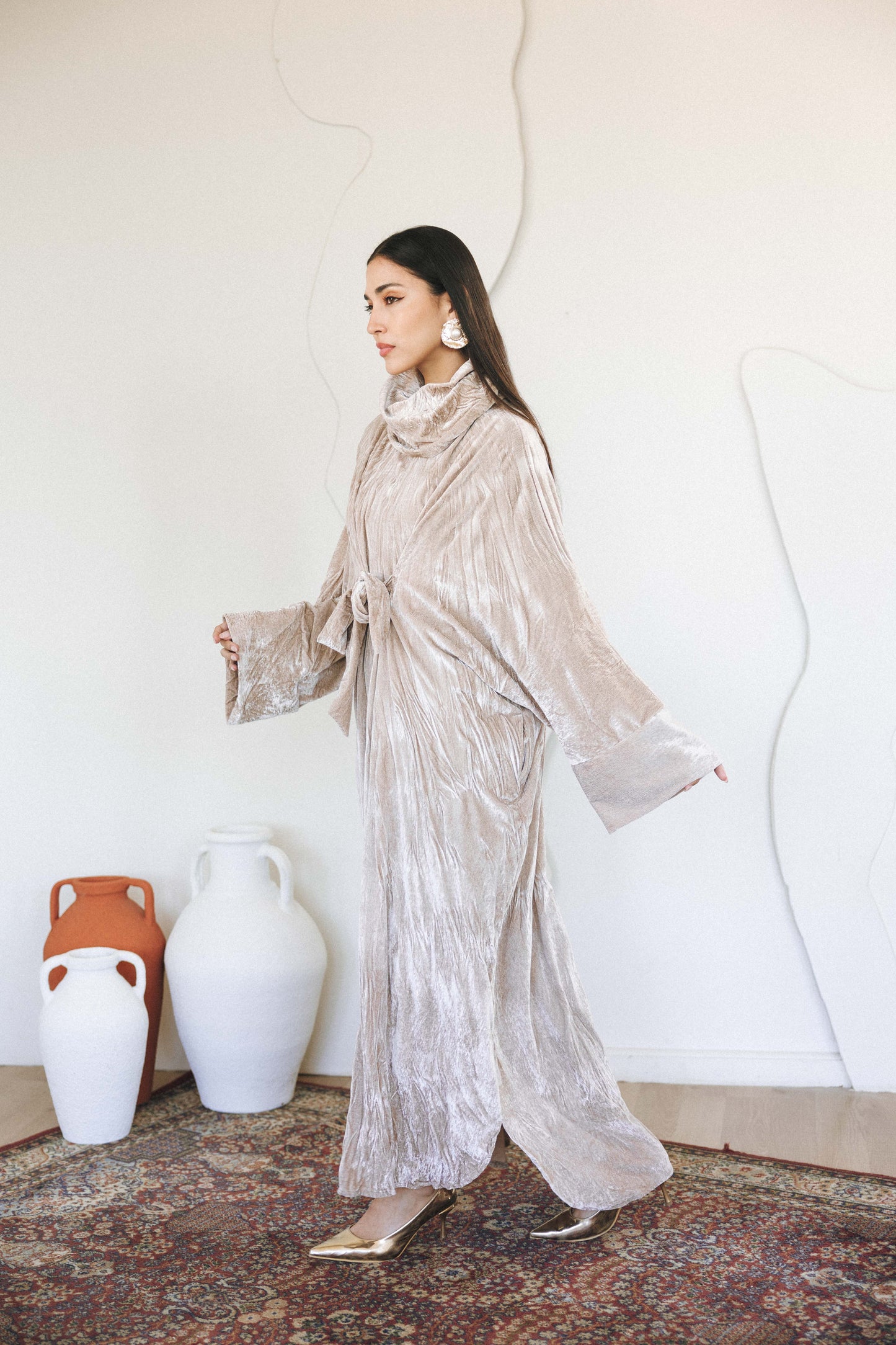 VELVET SERENITY KAFTAN - BEIGE