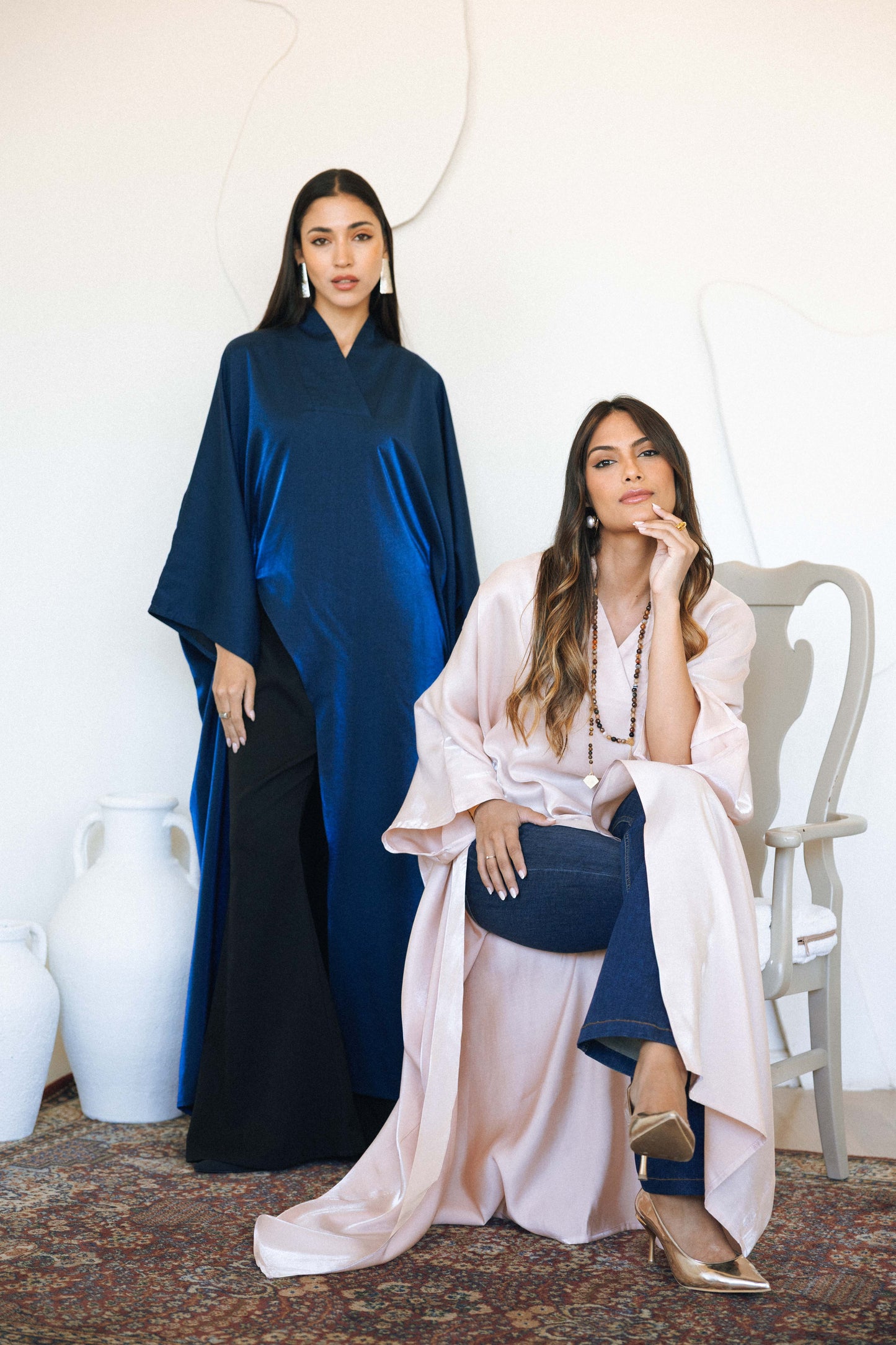 VELOUR FLOW KAFTAN - NUDE