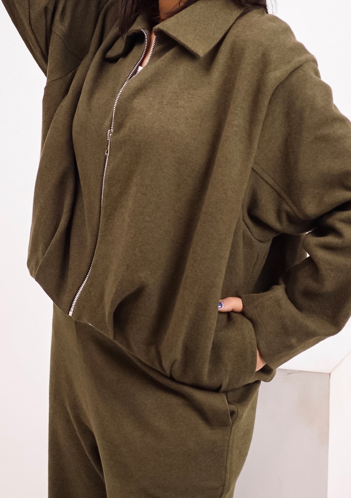 The calm zip set - OLIVE