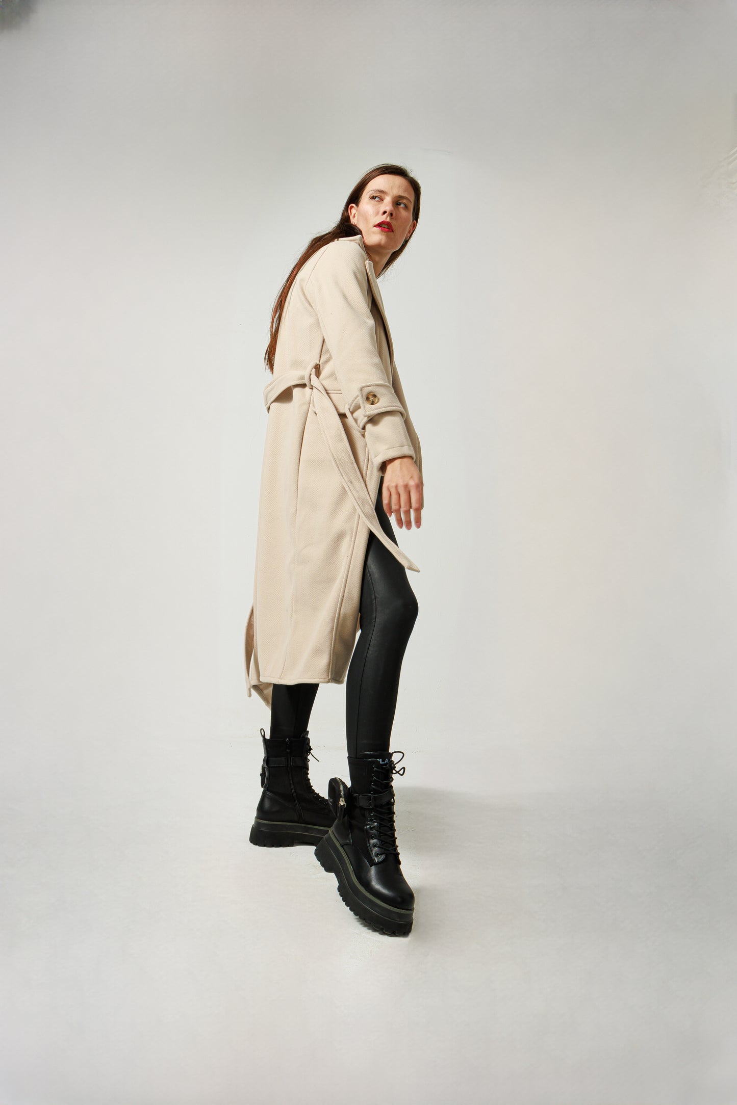 Asymmetric wool coat