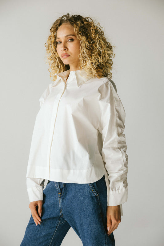 Ruched Back Shirt - white