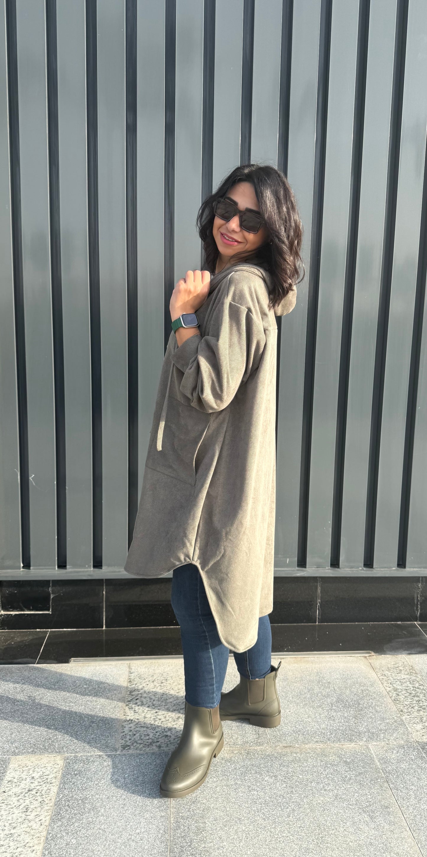 The striped suede oversized shirt