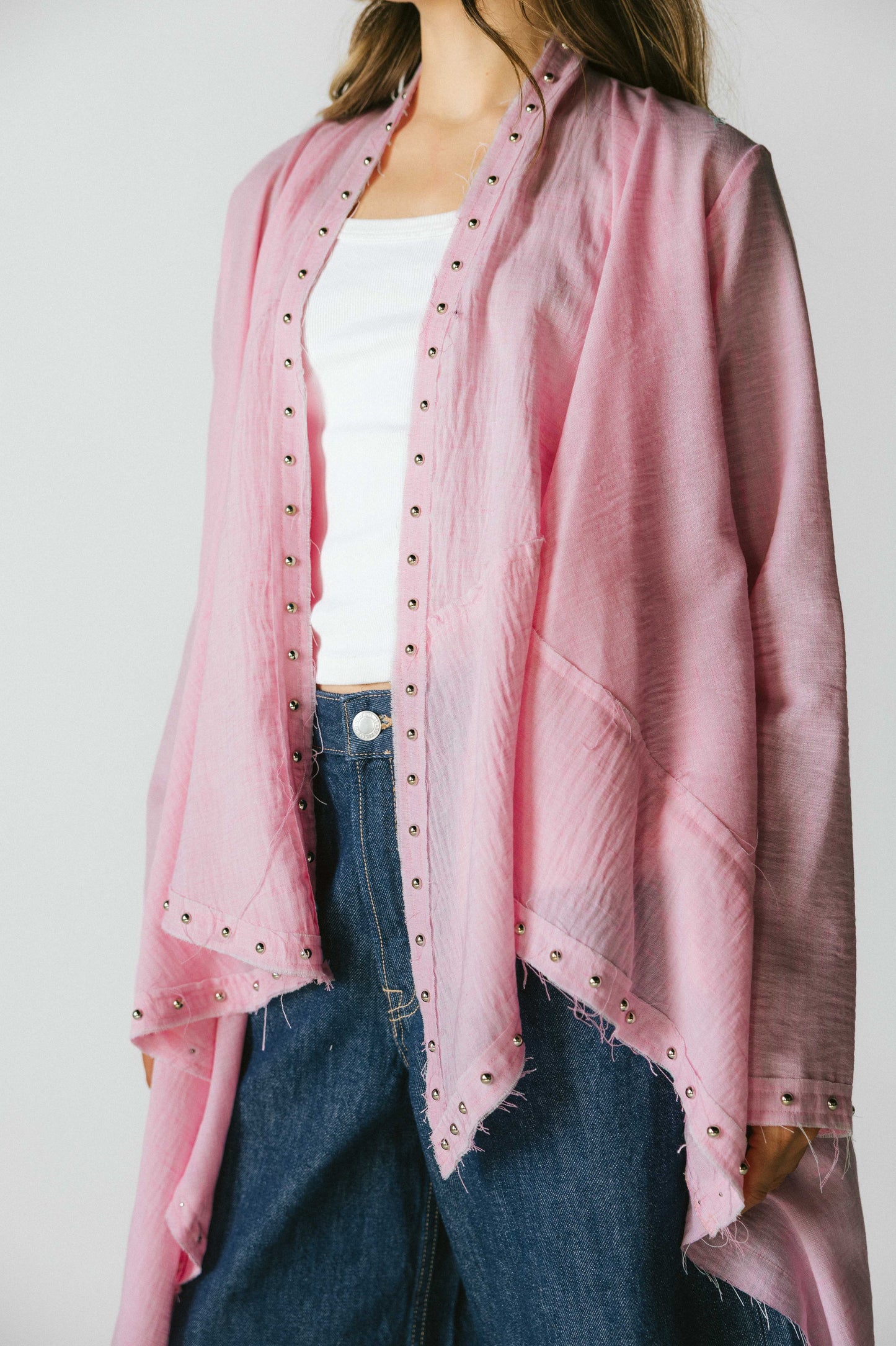 Studded asymmetric cardigan