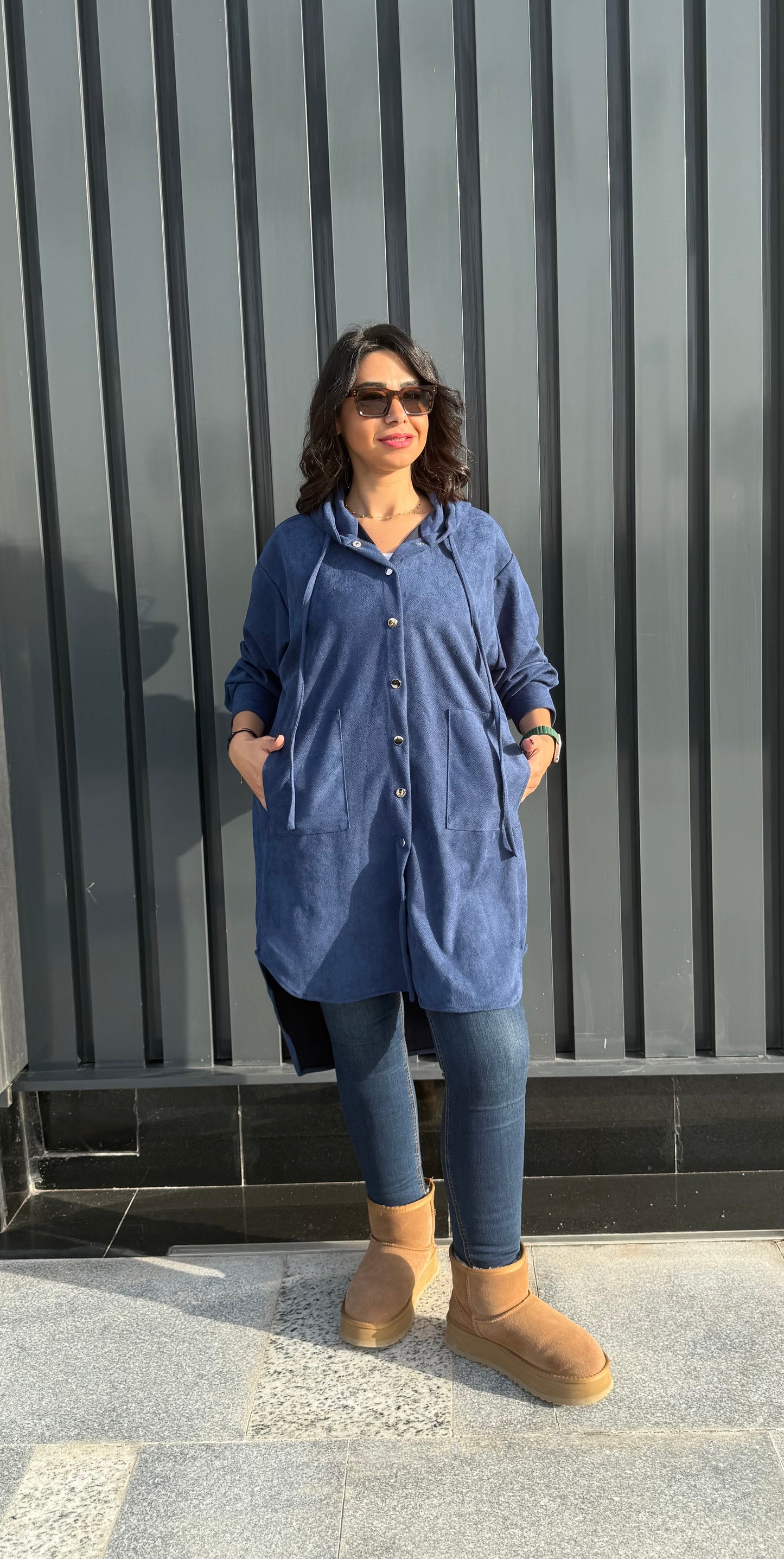 The striped suede oversized shirt