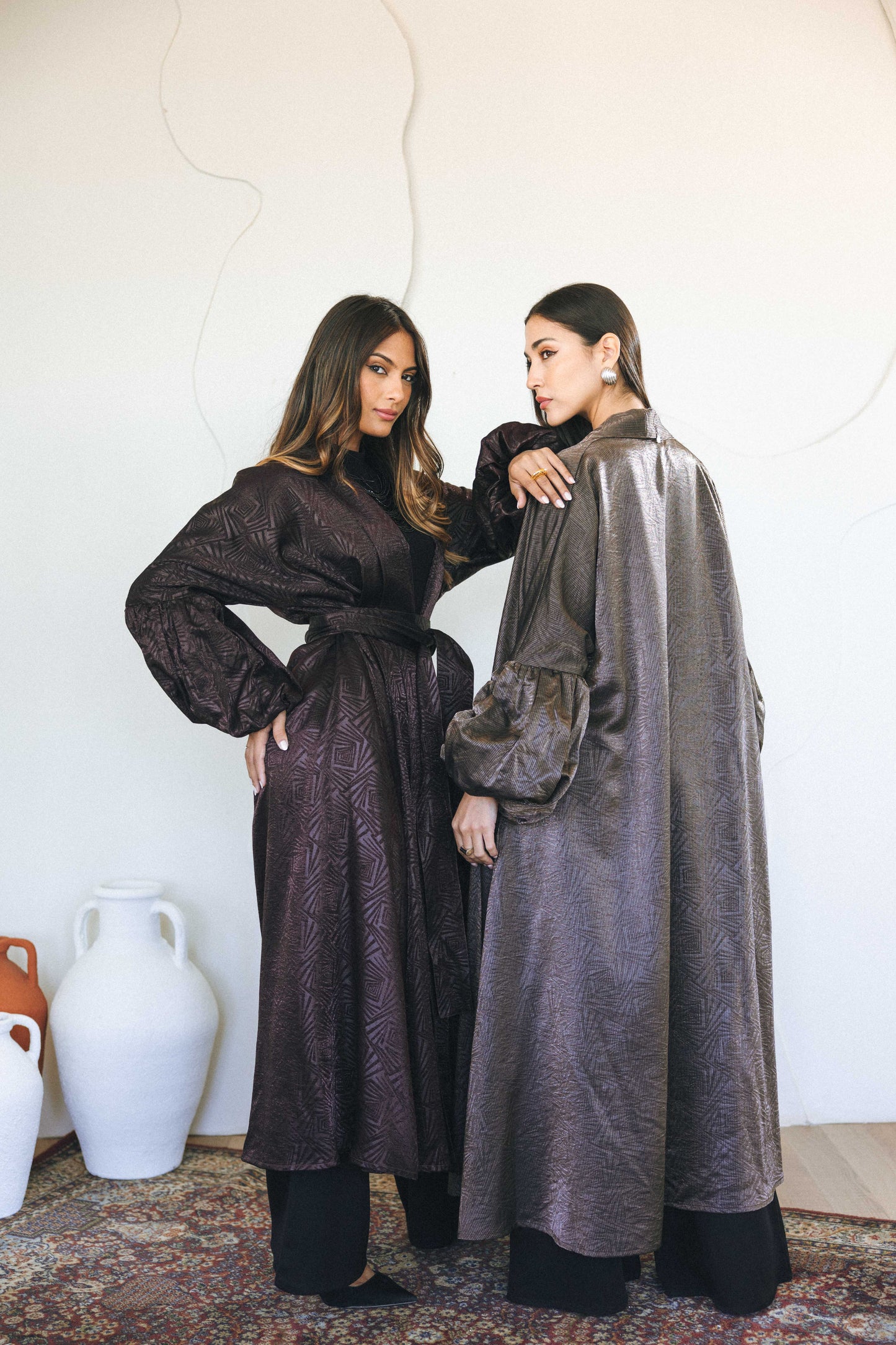 BRONZE JACQUARD BELTED kAFTAN - GRESH