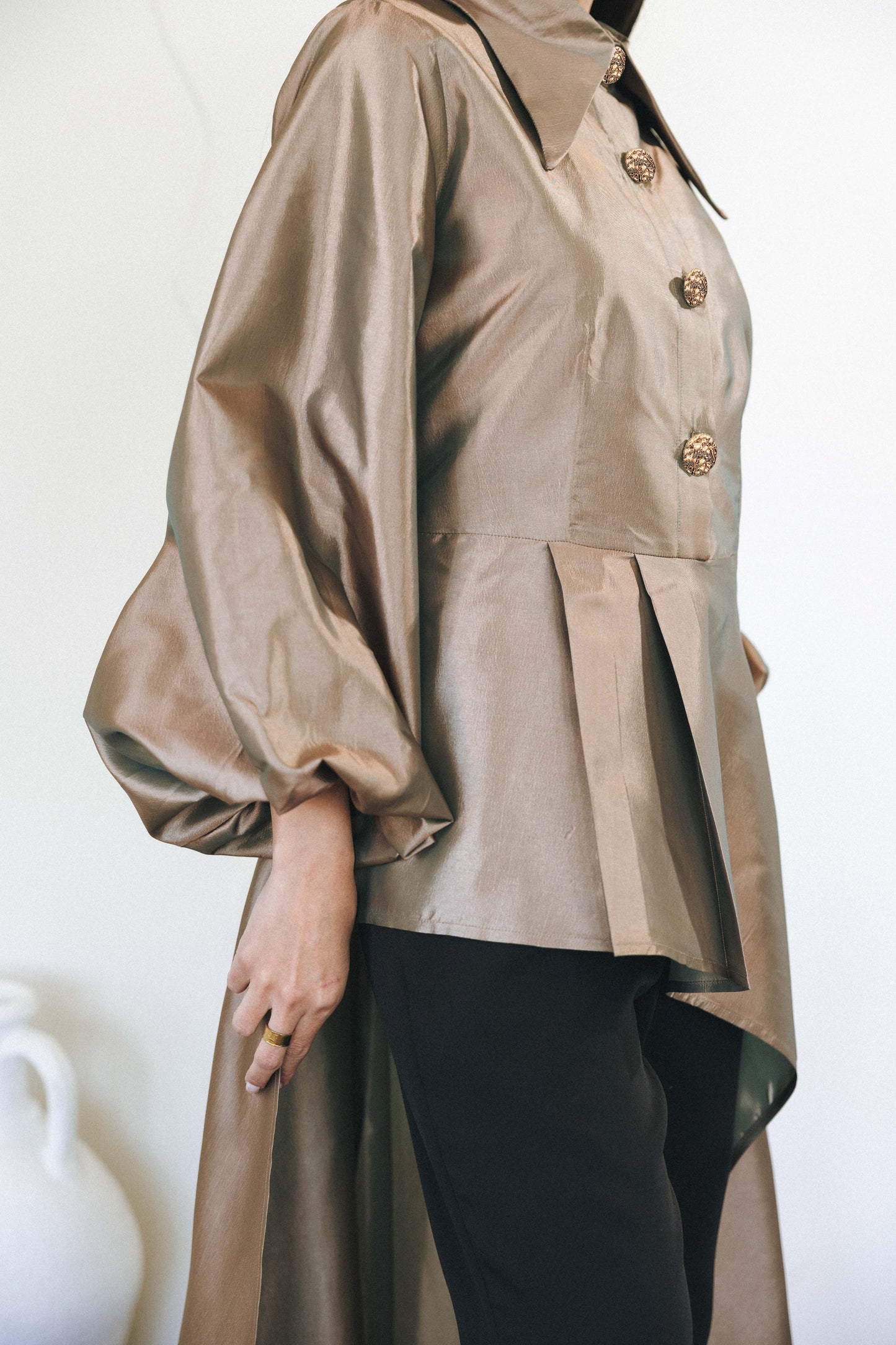 FLOW TAFFETA TOP - GOLD
