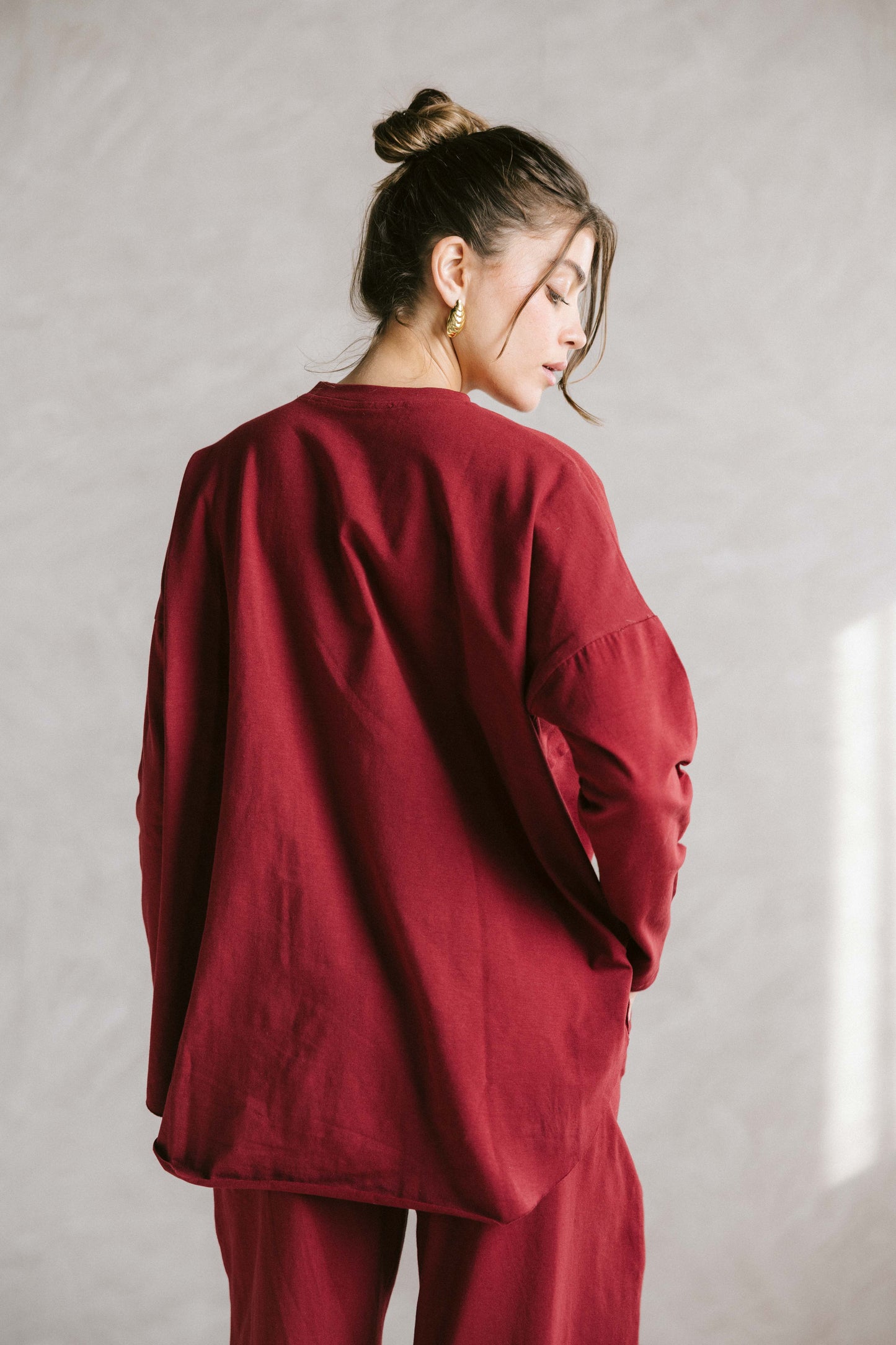 Unfinished cotton set - Maroon