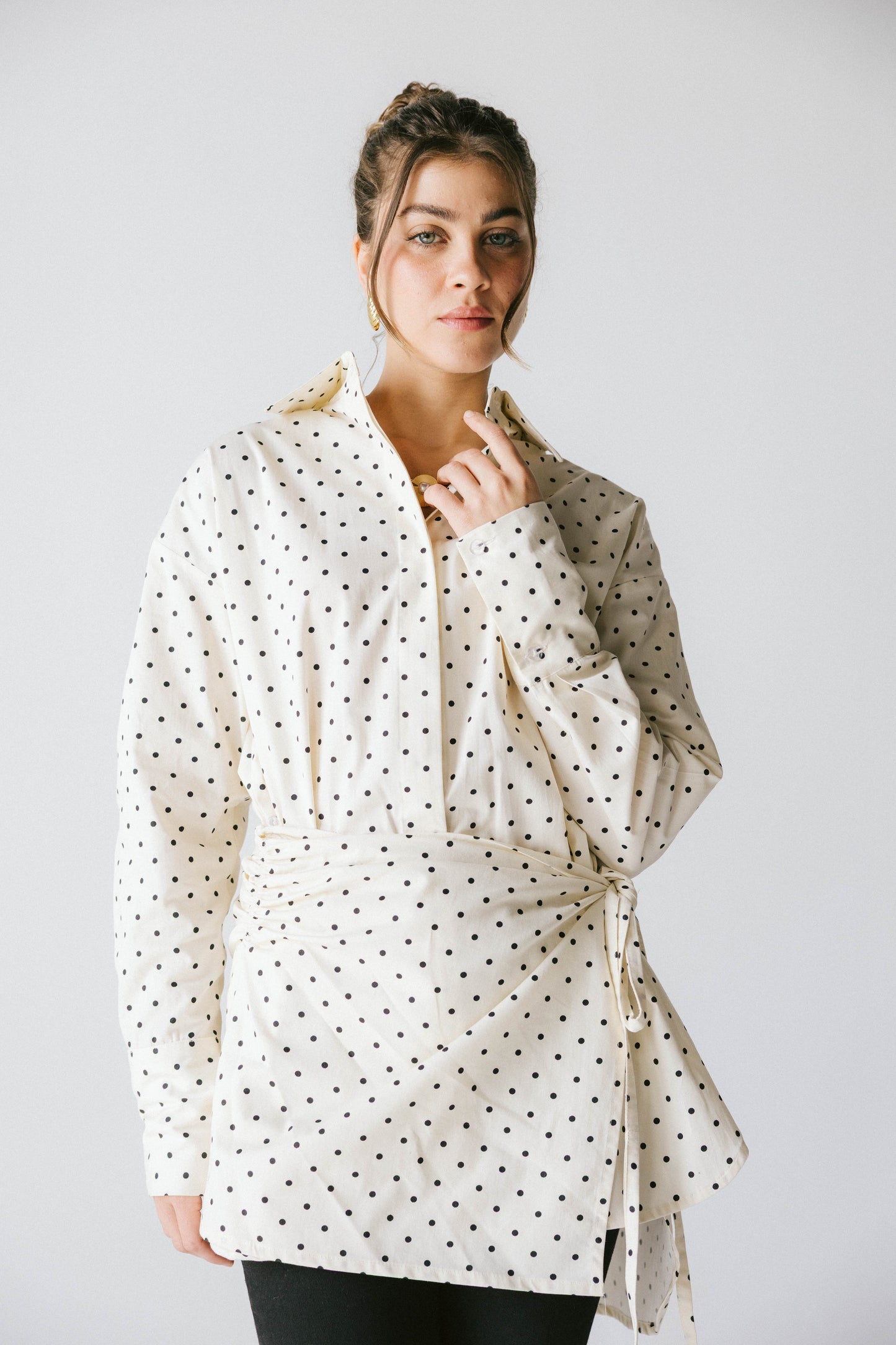 Polka dots poplin shirt