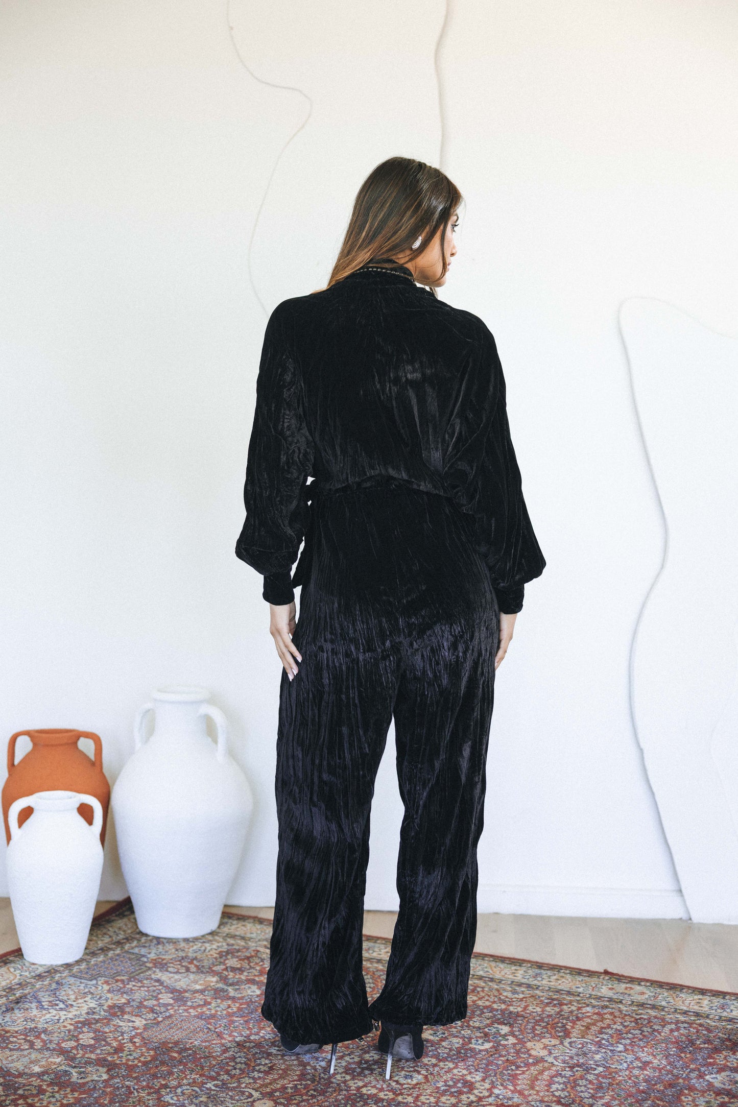 VELVET JUMPSUIT - BLACK