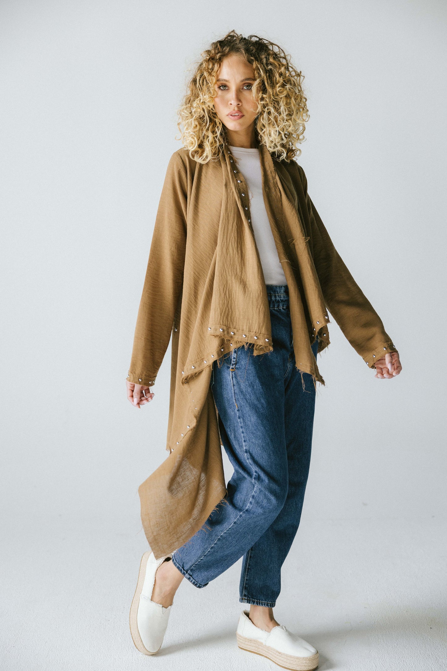 Studded asymmetric cardigan
