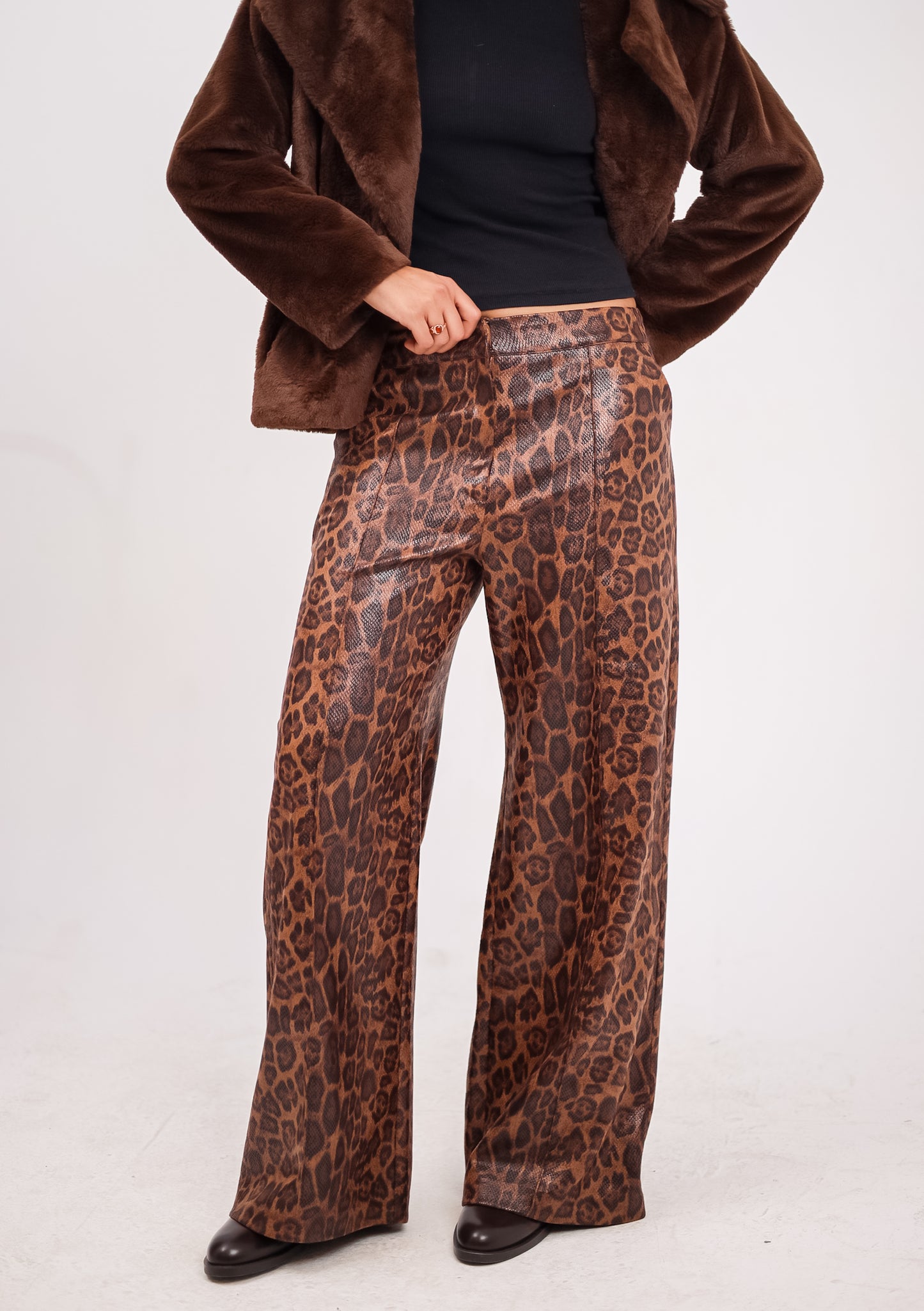 Leopard leather pants