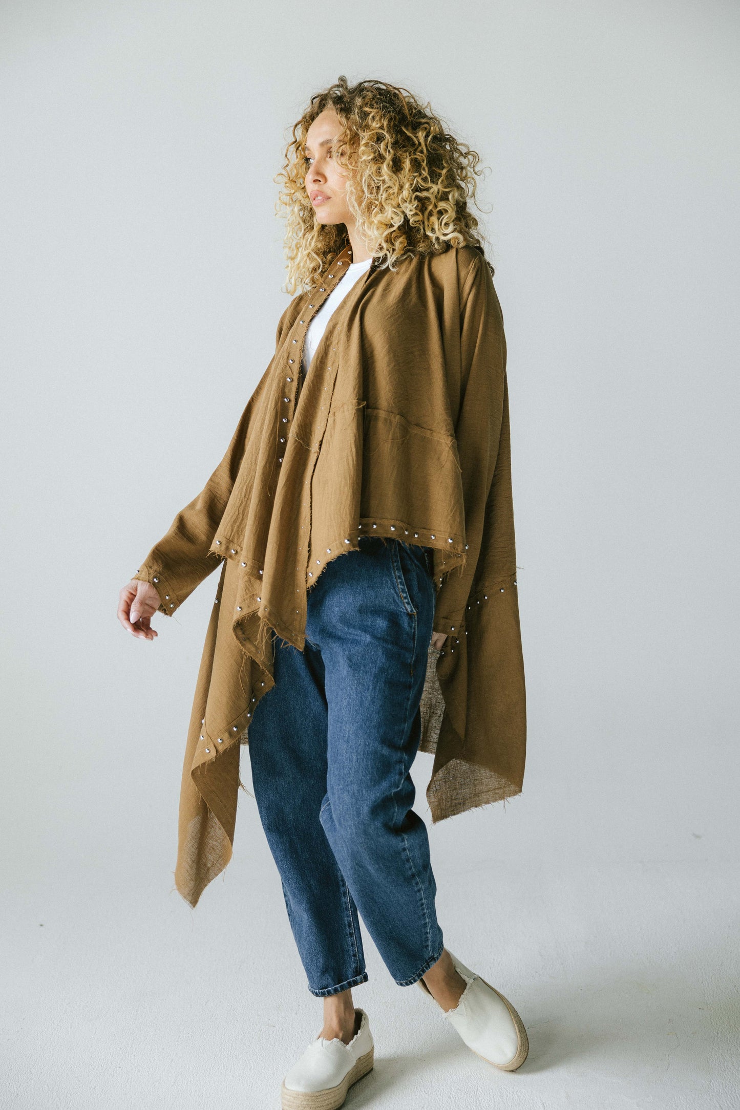Studded asymmetric cardigan