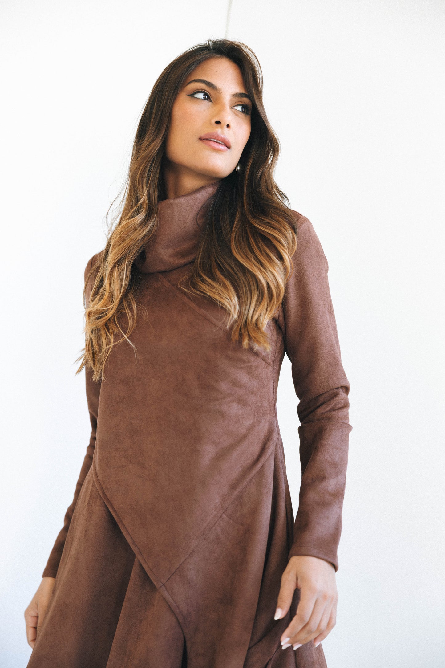 ASYMMETRICAL DRESS - BROWN