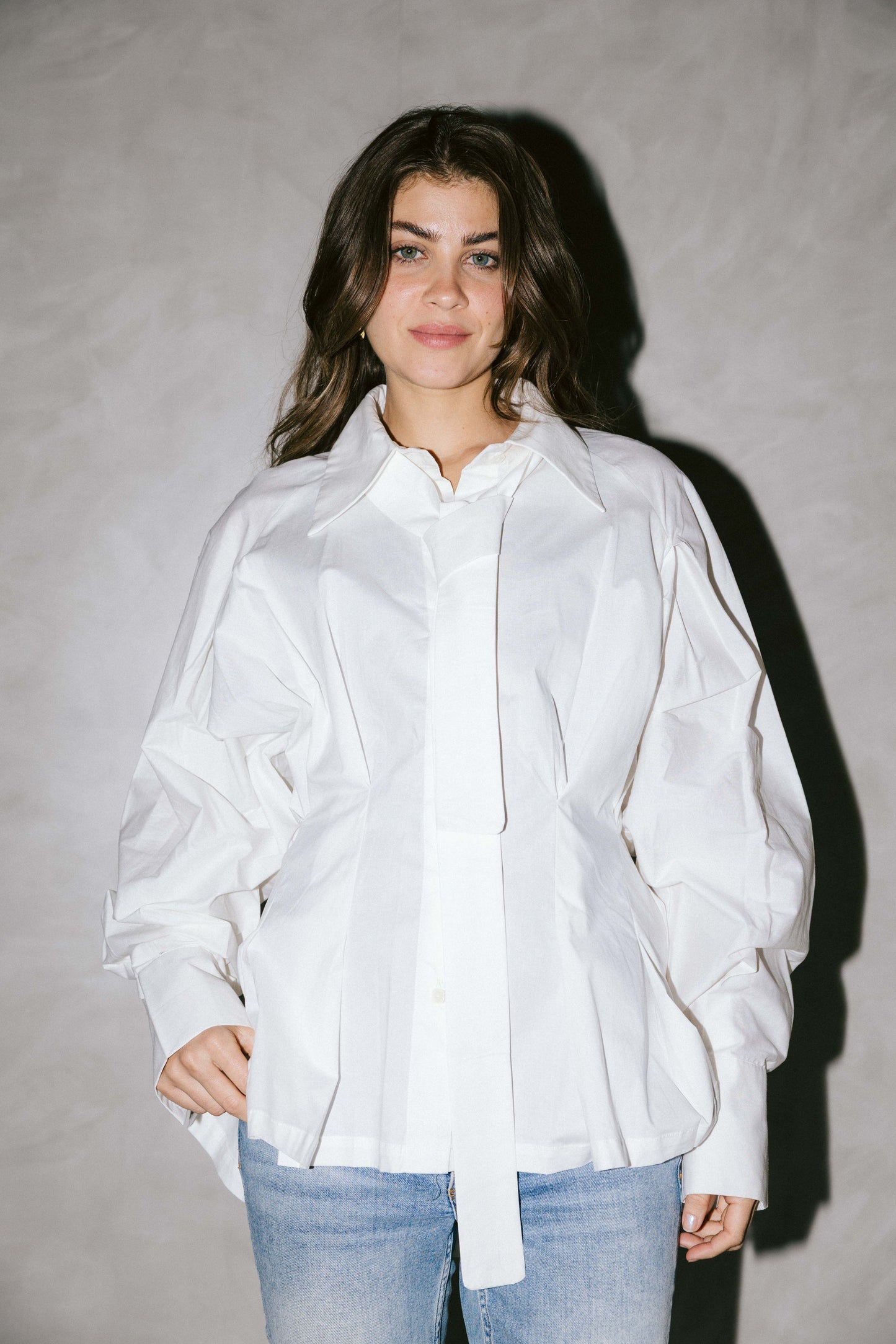 Waistline poplin shirt