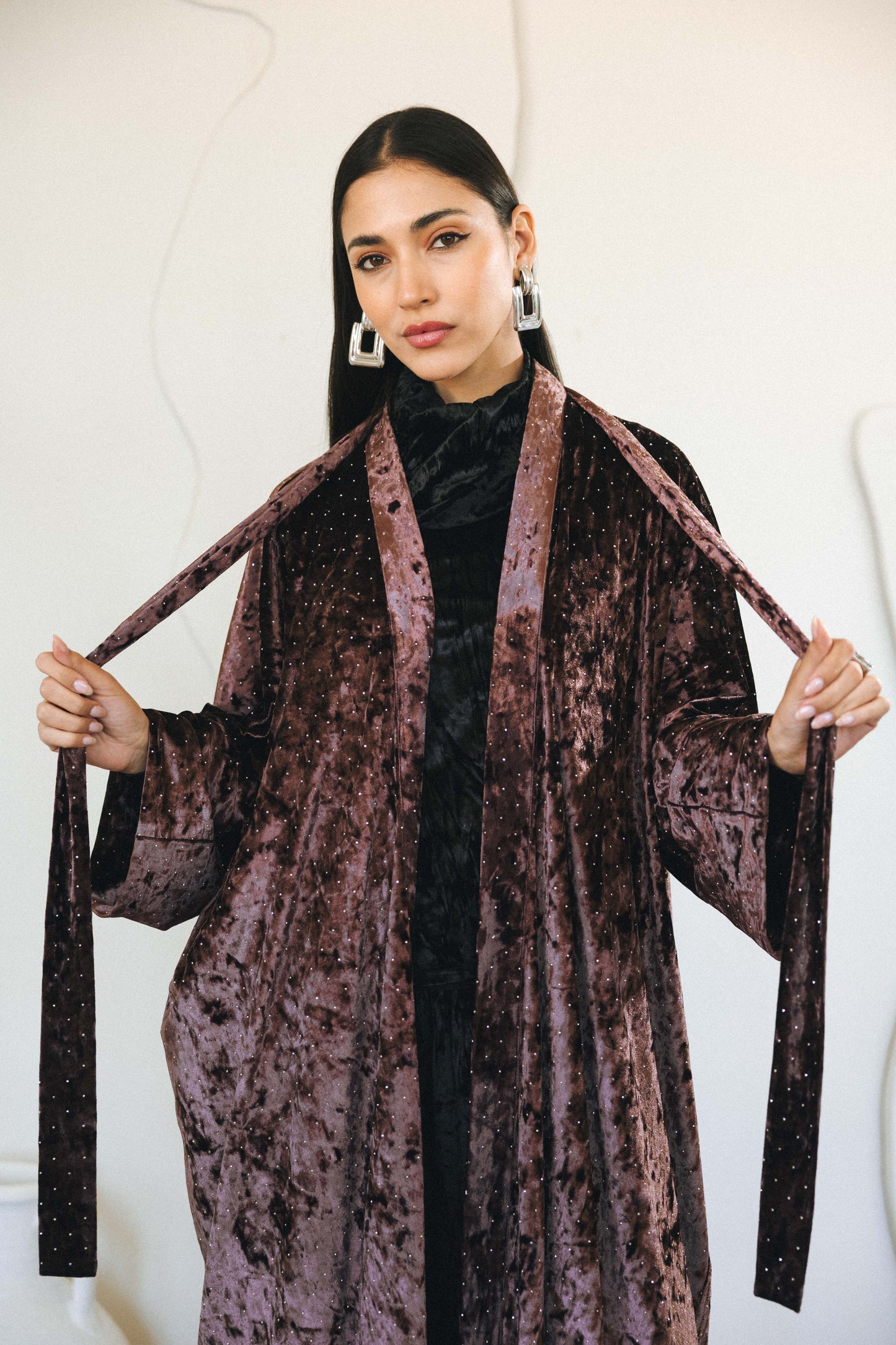 RHINESTONES KAFTAN - BROWN