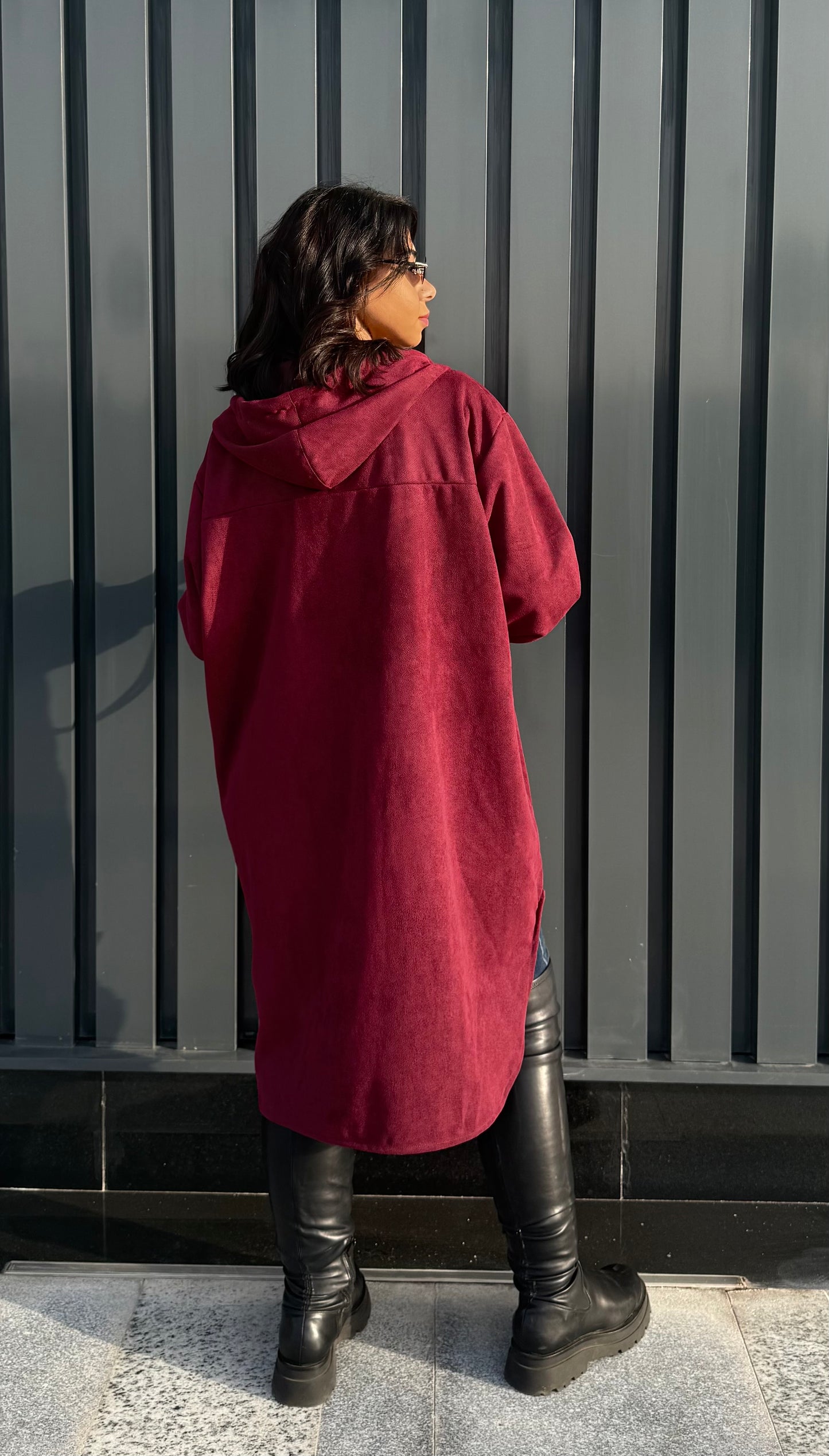 The striped suede oversized shirt