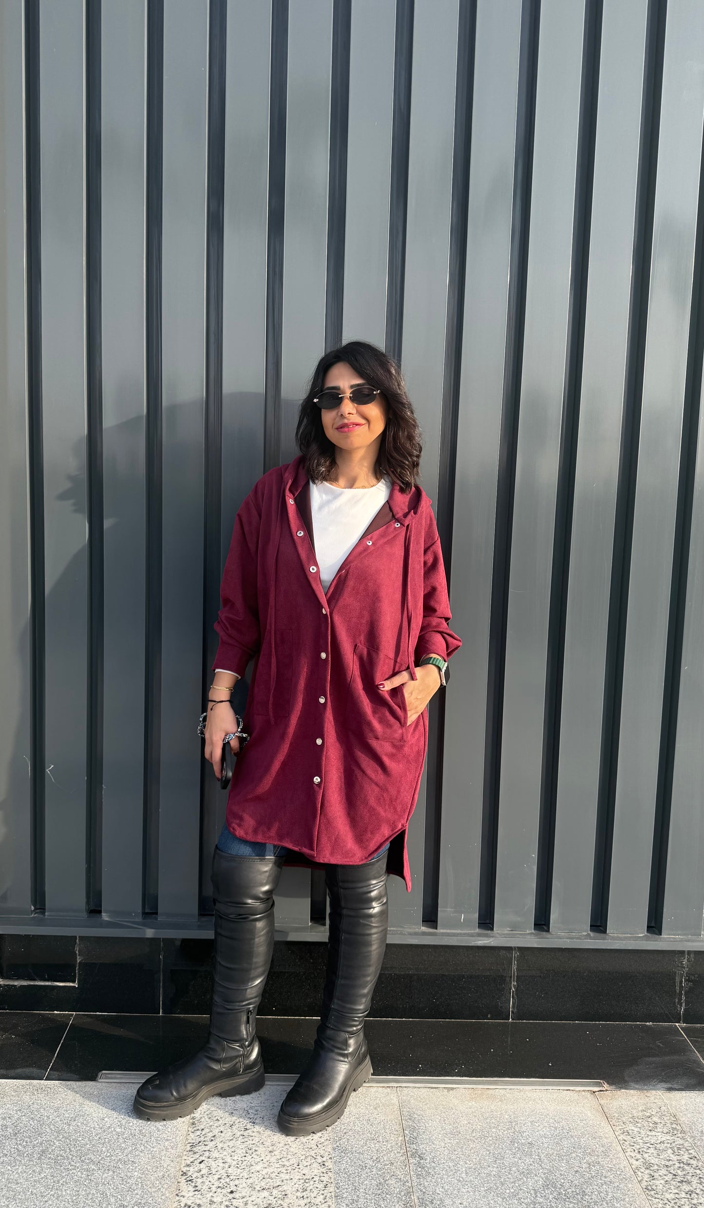 The striped suede oversized shirt