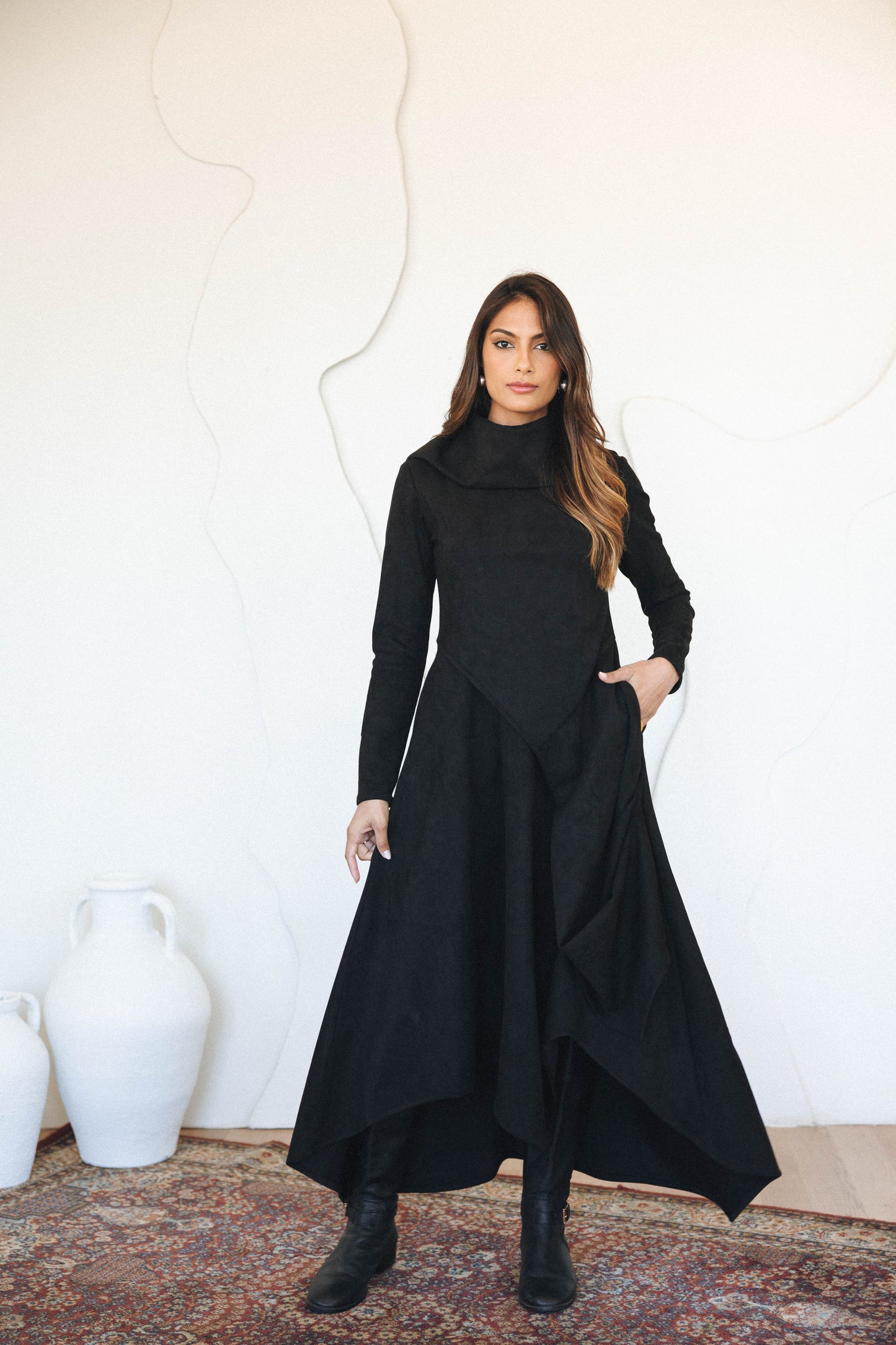 ASYMMETRICAL DRESS - BLACK