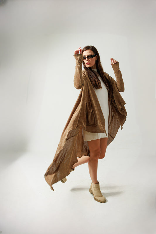 Asymmetric velvet cardigan