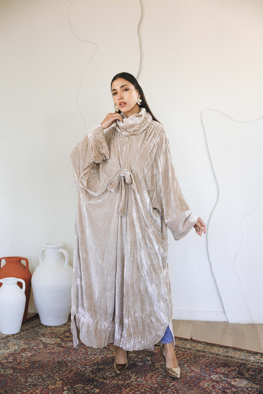 VELVET SERENITY KAFTAN - BEIGE