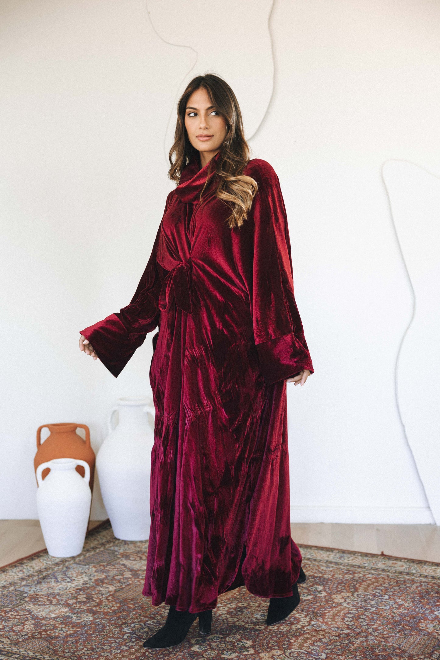 VELVET SERENITY KAFTAN - BURGUNDY