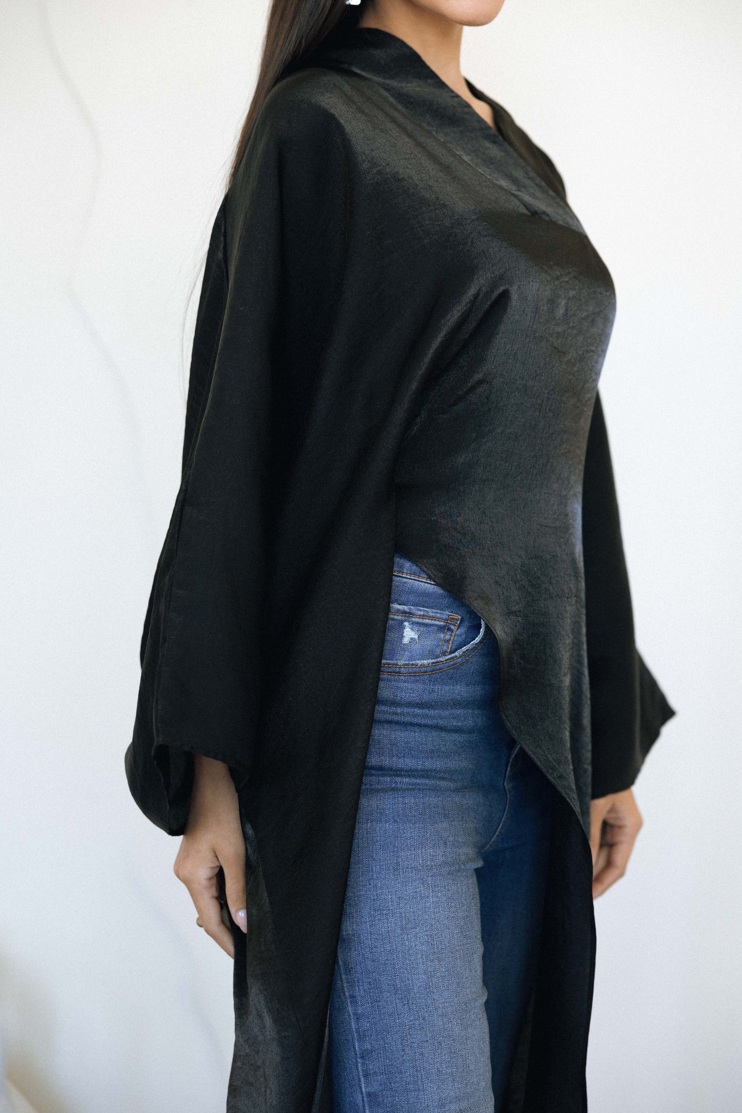 VELOUR FLOW KAFTAN - BLACK