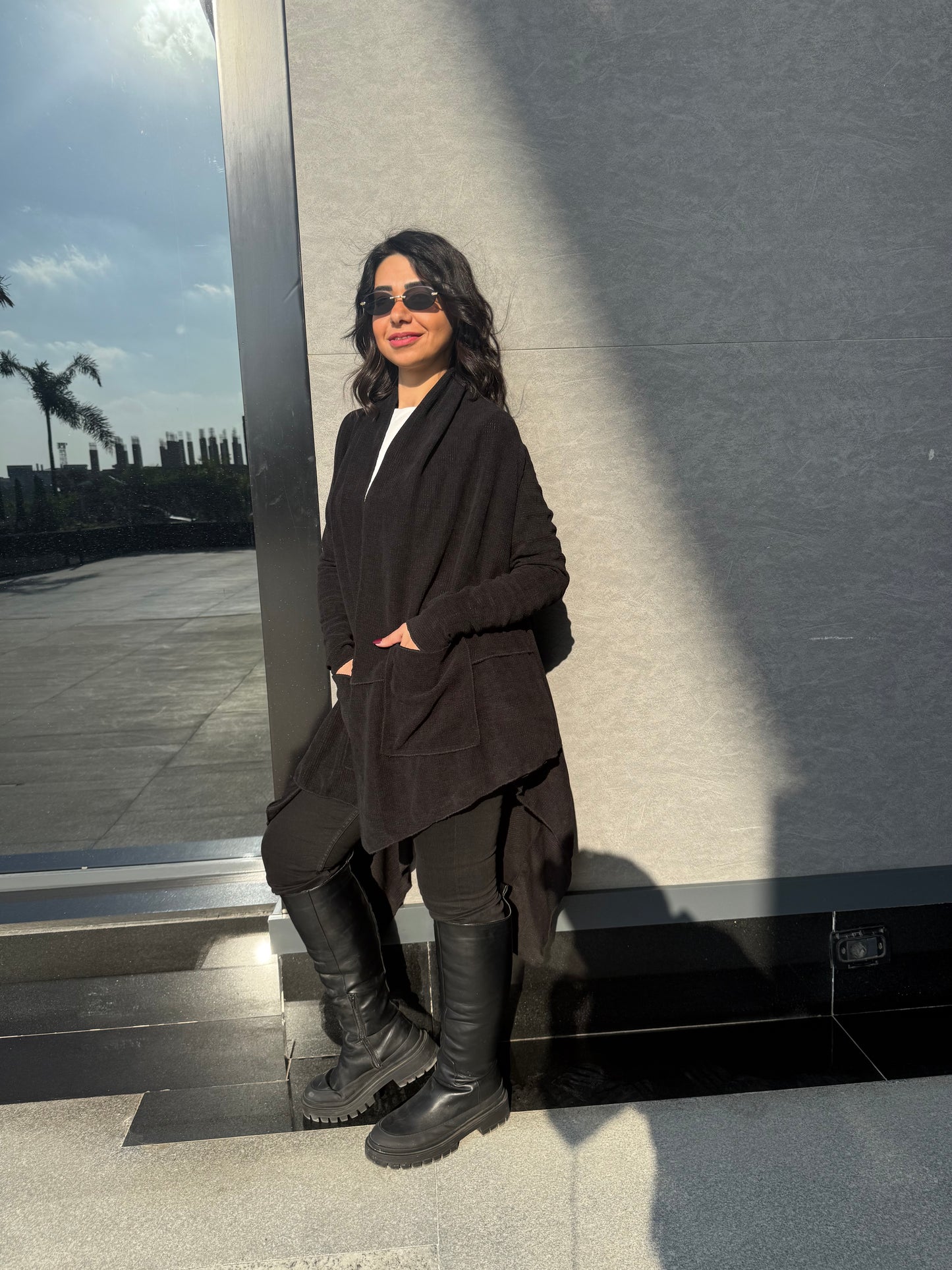 Asymmetrical knit cardigan