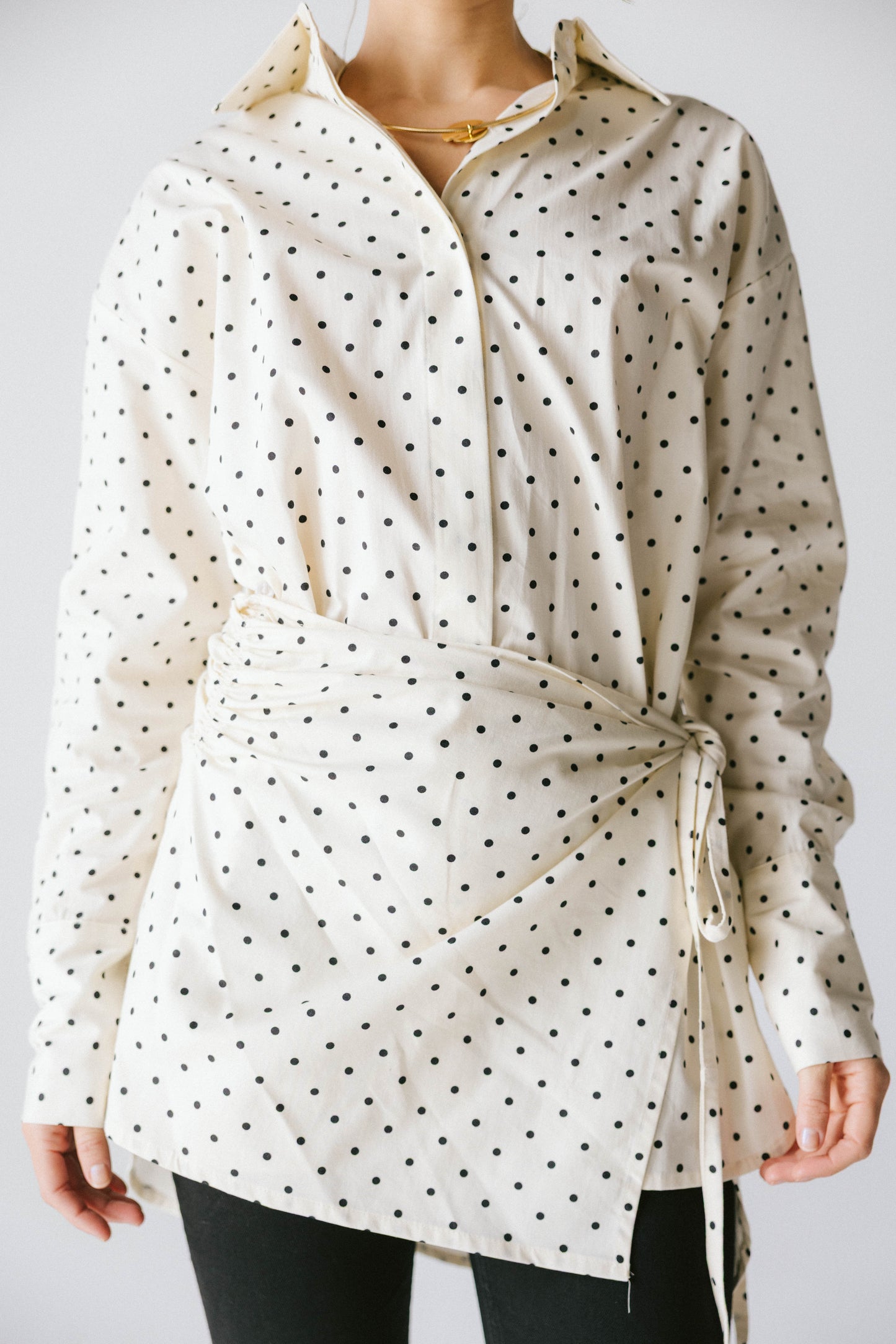 Polka dots poplin shirt