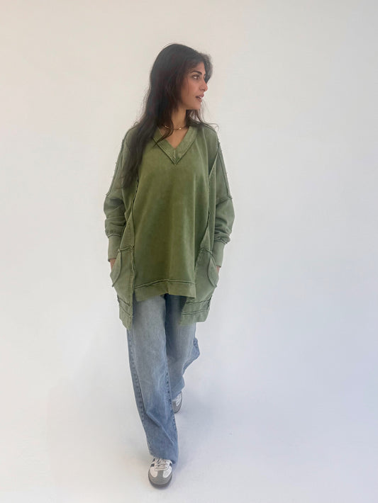 Washed sweatshirt - Olive