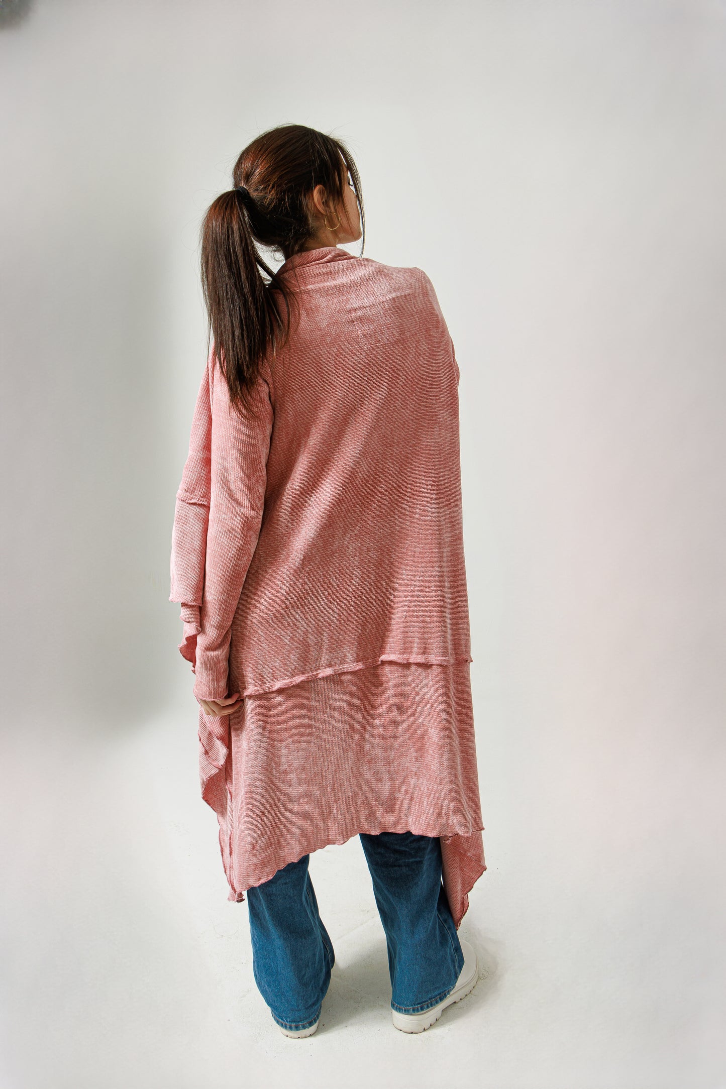 Asymmetric velvet cardigan